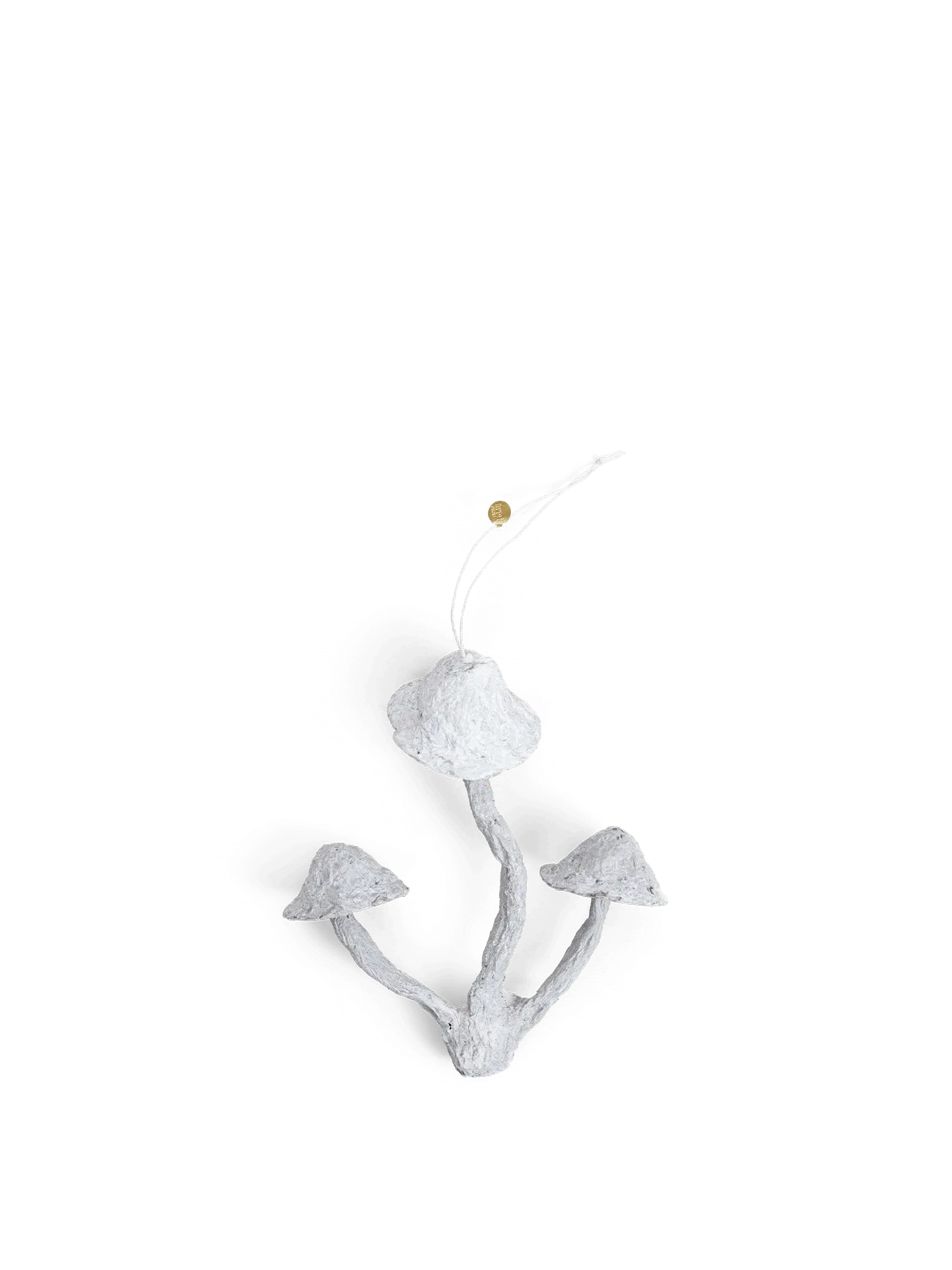 Mushroom Ornament 3 Caps - Faded White, Paper Mâché image