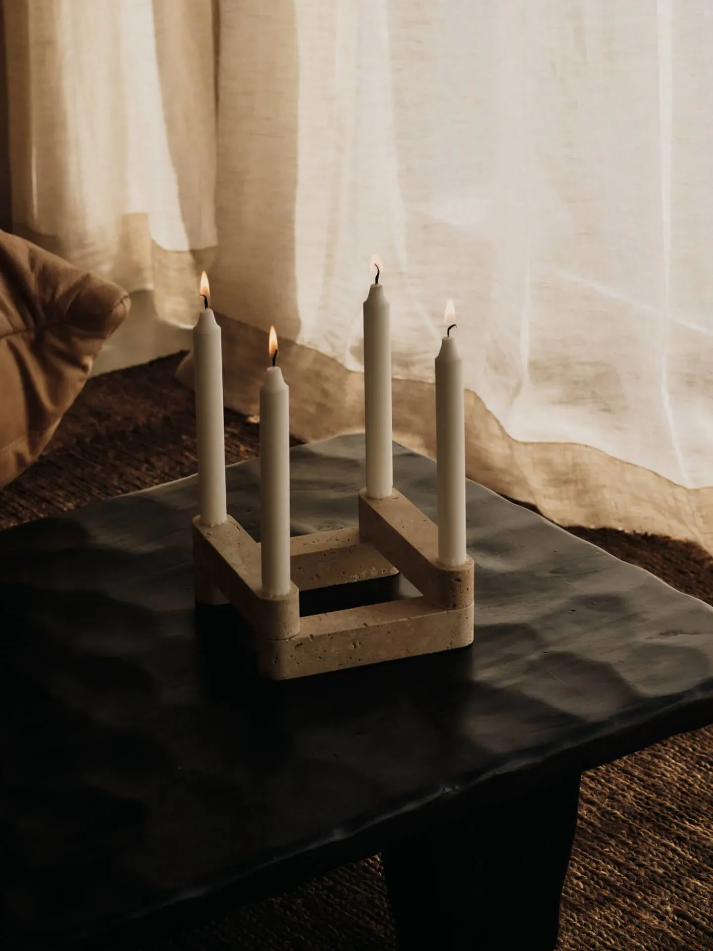 Newel Modular Candle Holder Set of 6 - Travertine