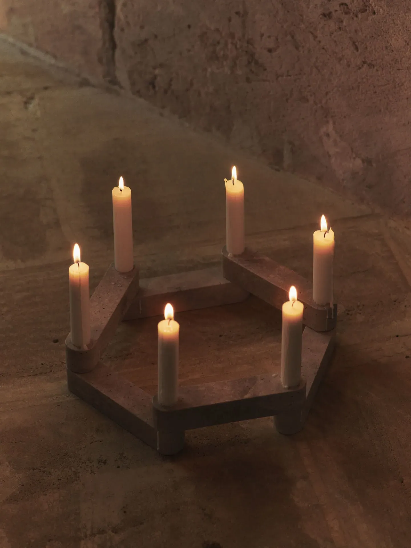 Newel Modular Candle Holder Set of 6 - Travertine