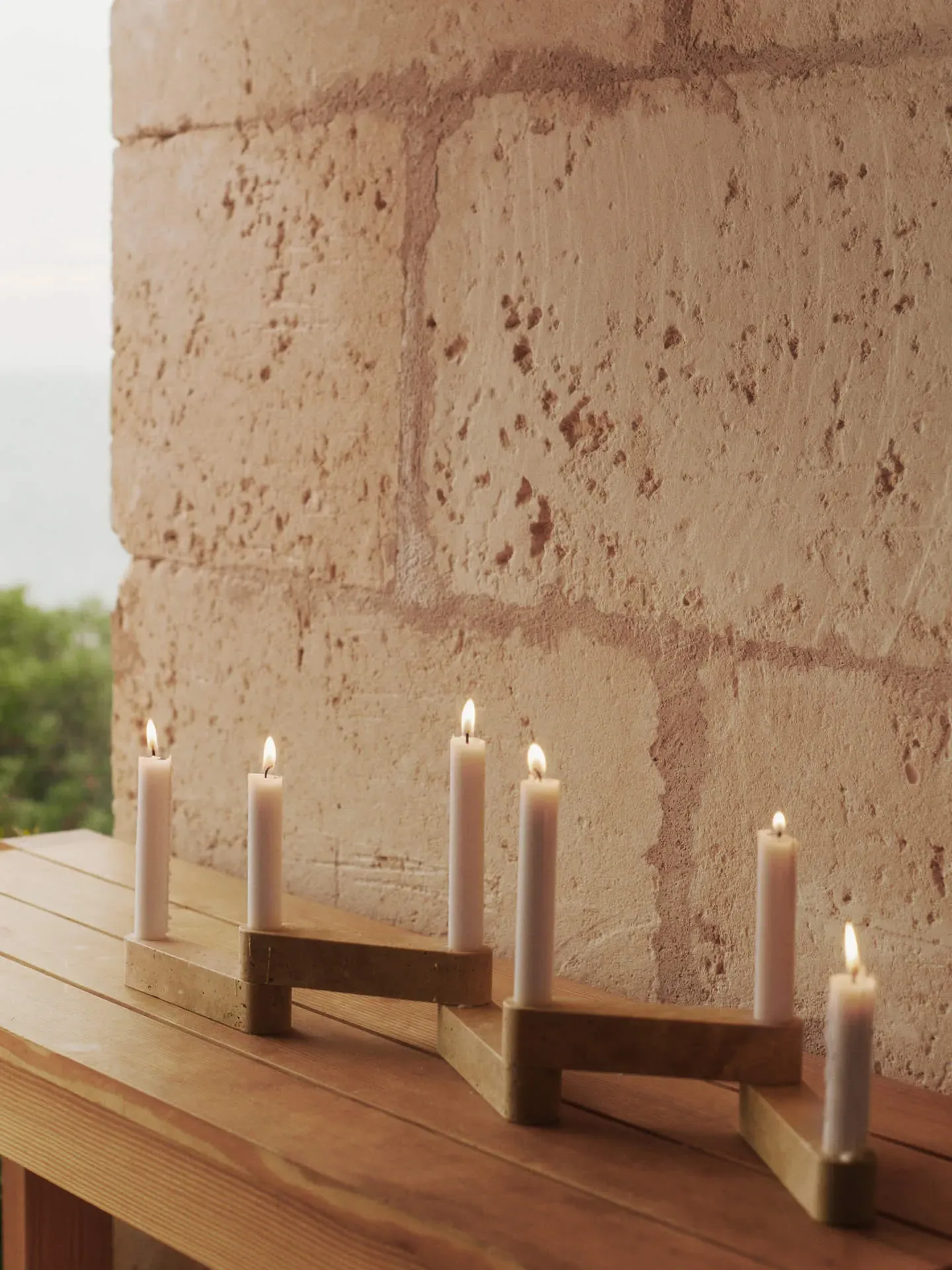 Newel Modular Candle Holder Set of 6 - Travertine