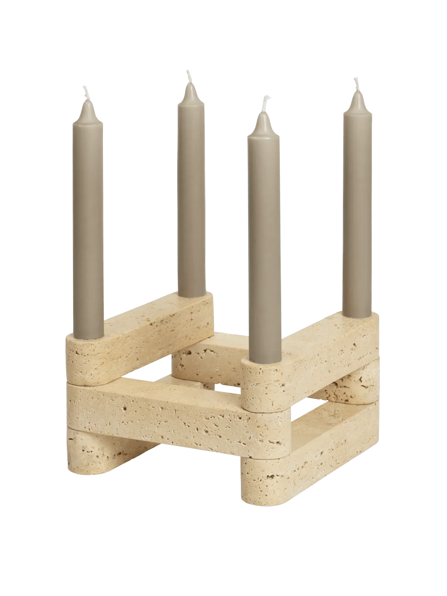 Newel Modular Candle Holder Set of 6 - Travertine