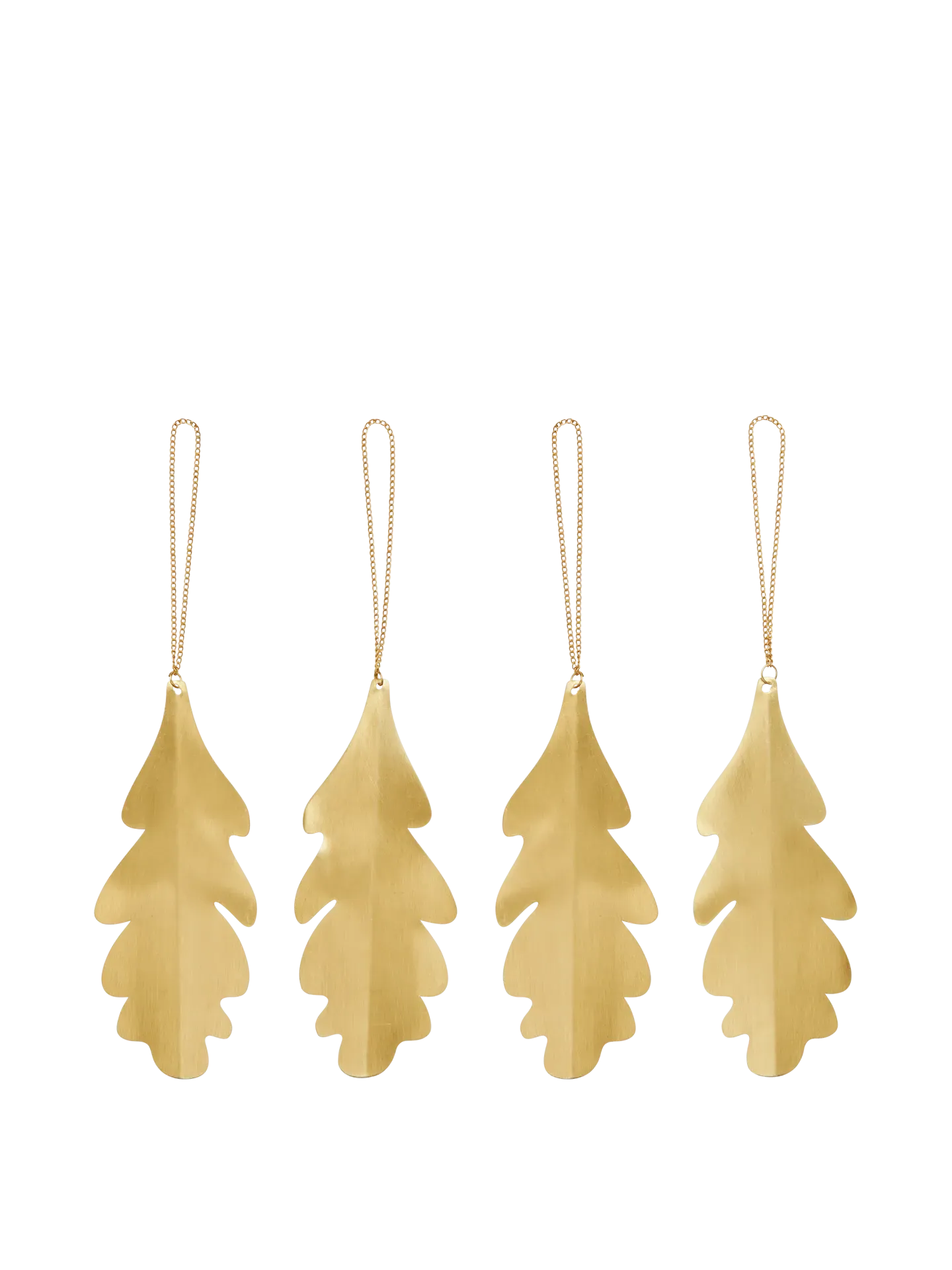 Oak Leaf Brass Ornaments - Set of 4 - Brass