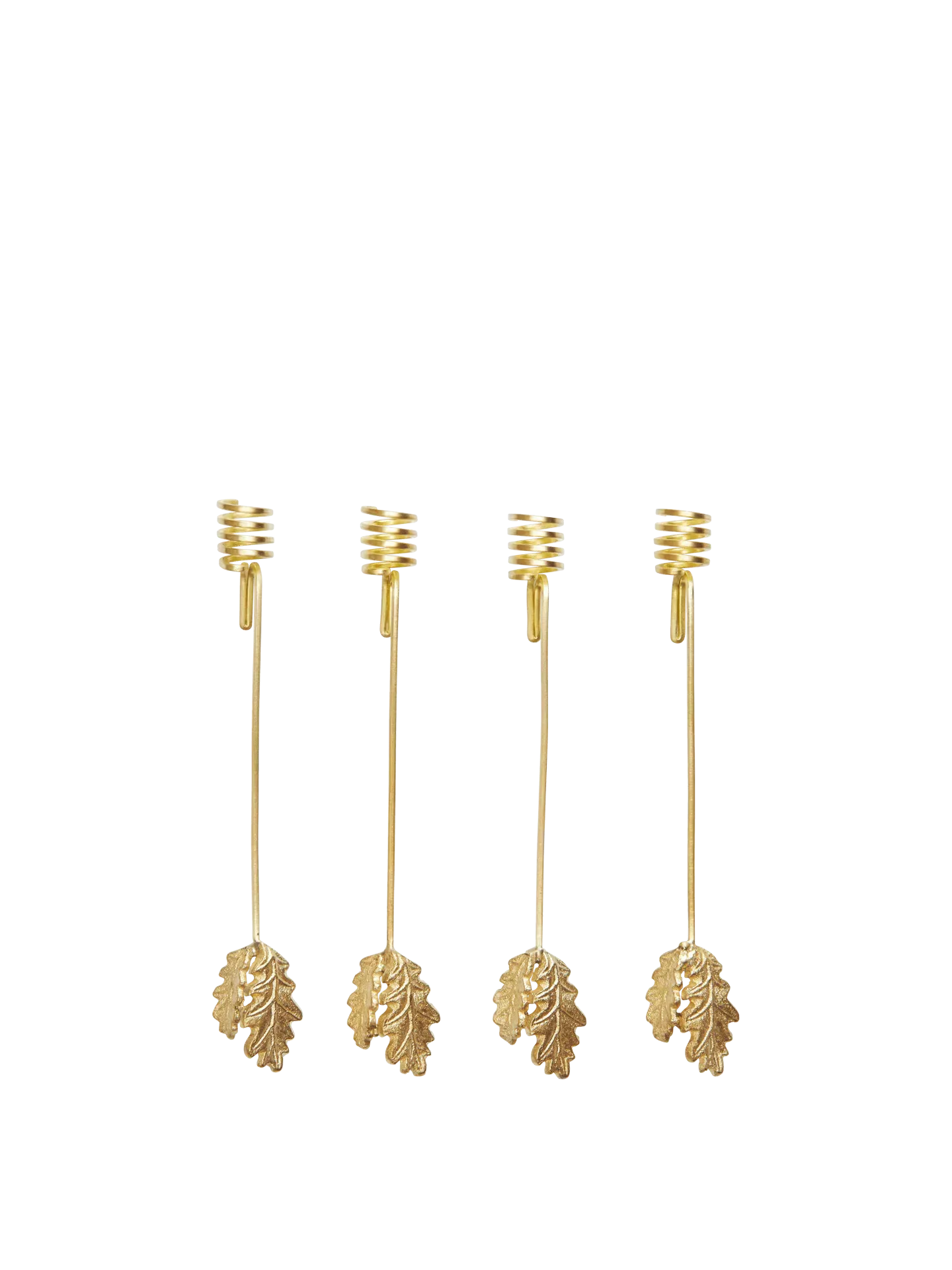 Oak Leaf Christmas Tree Candle Holders Set of 4 - Brass image