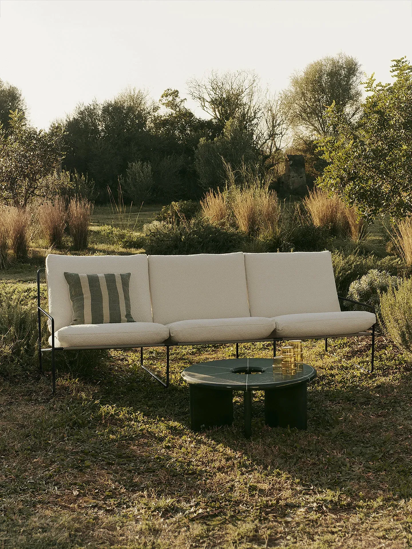 Oleo Cushion - Tea Green/Natural, Linen