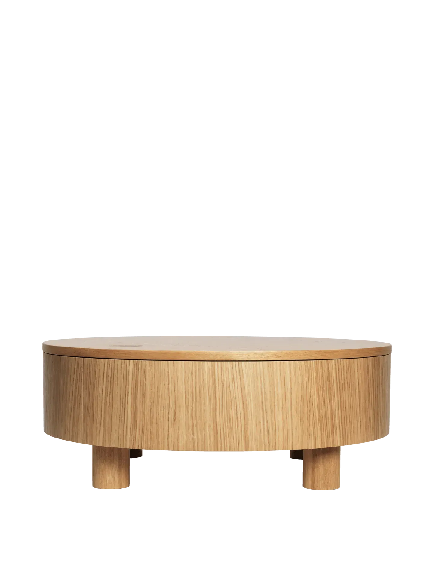 Olles Round Storage Table - Natural, Oak Veneer