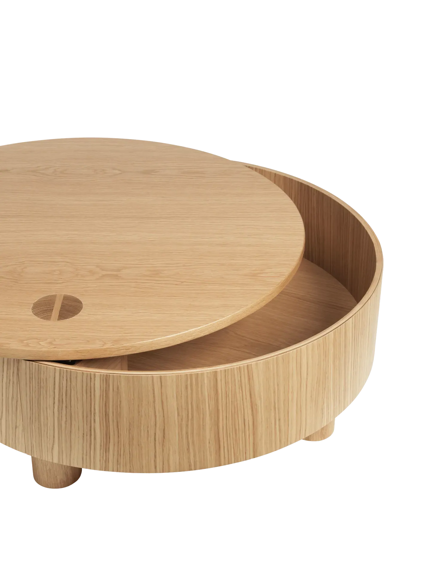 Olles Round Storage Table - Natural, Oak Veneer