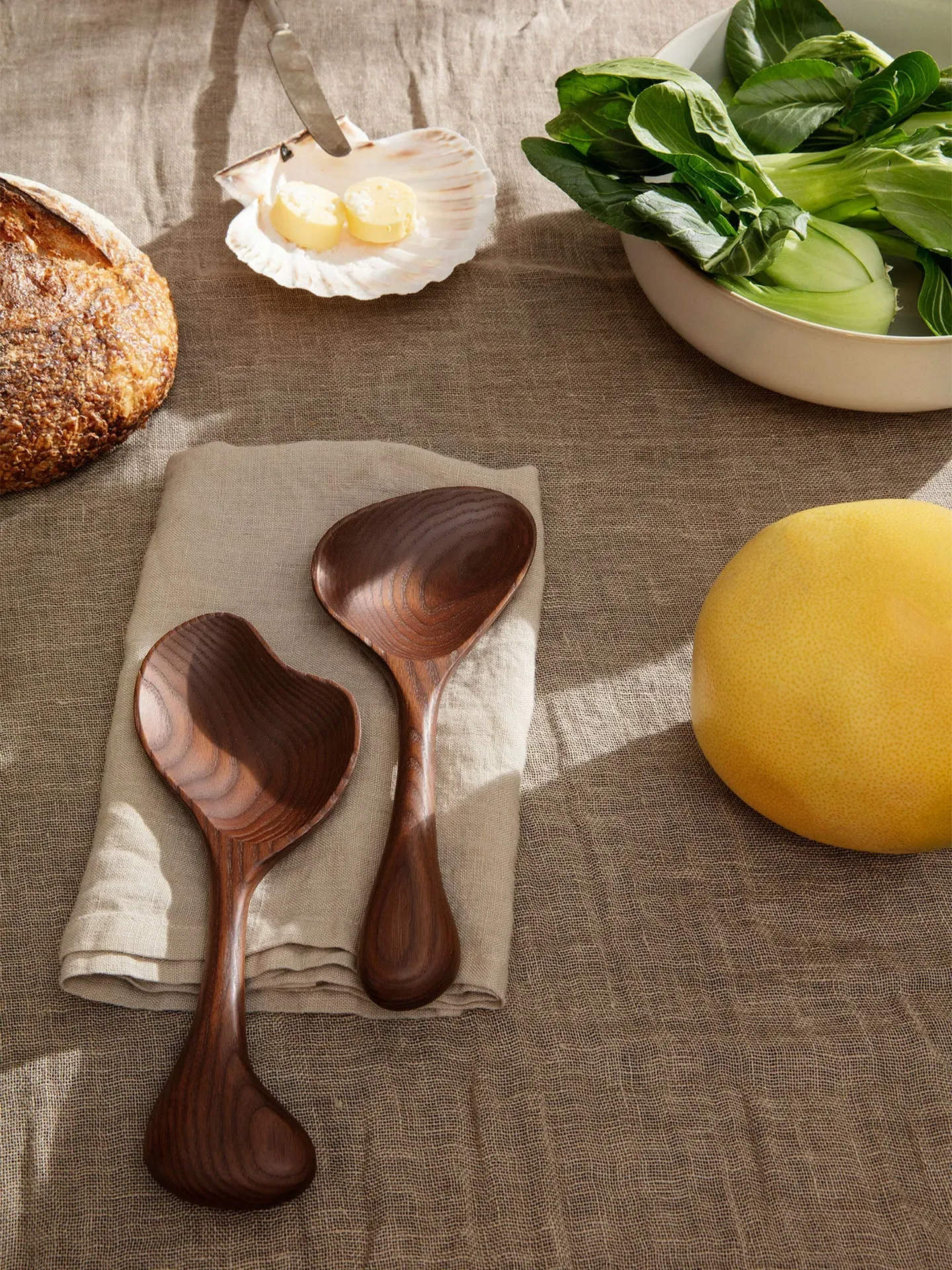 Os Salad Servers - Dark Brown, Ash Wood