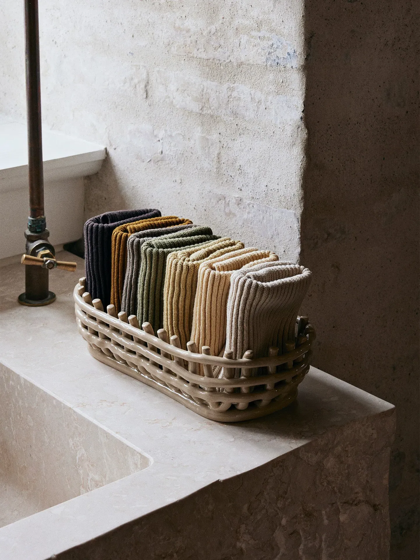Oval Ceramic Basket - Cashmere