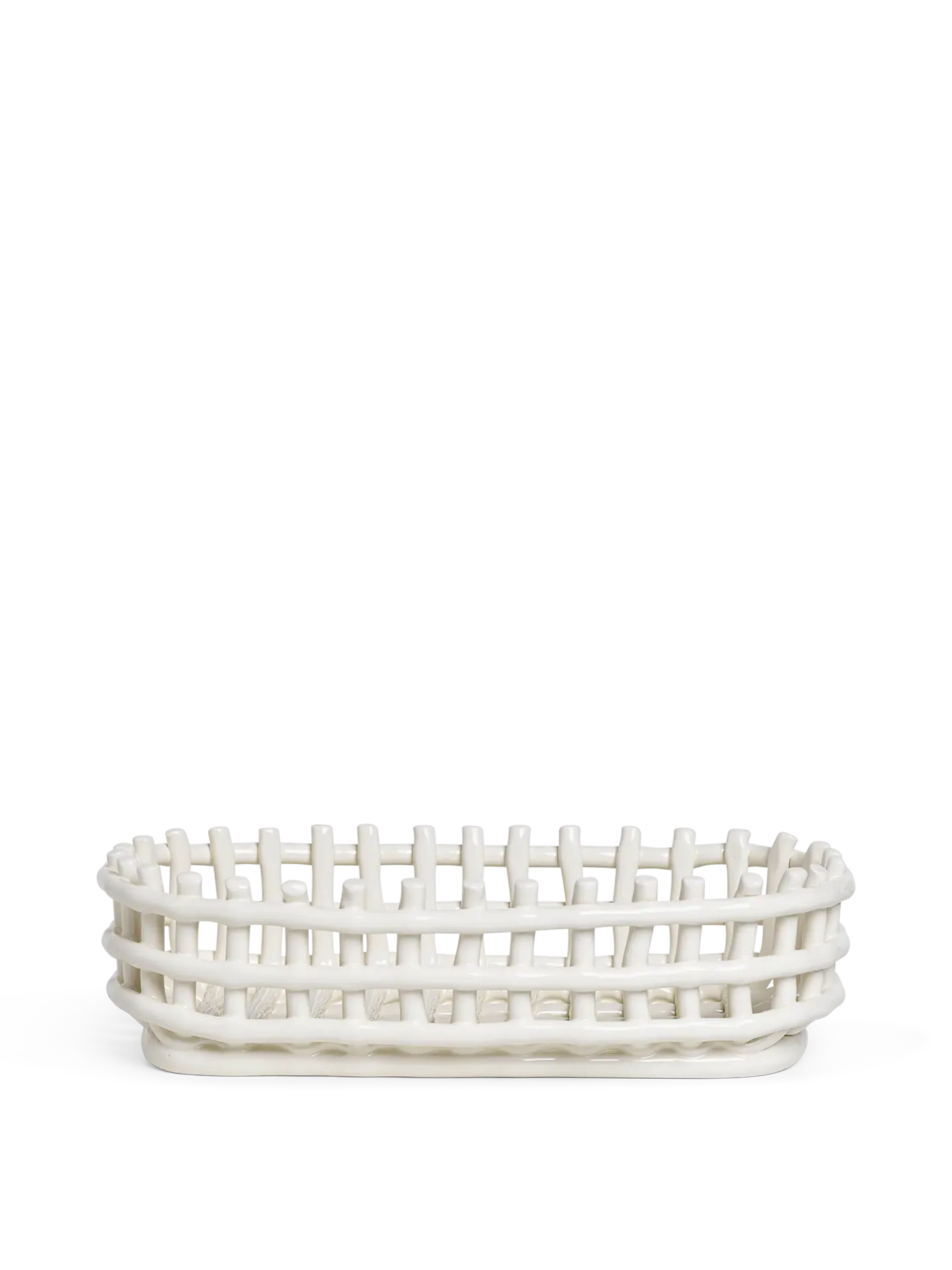 Oval Ceramic Basket - Off-White