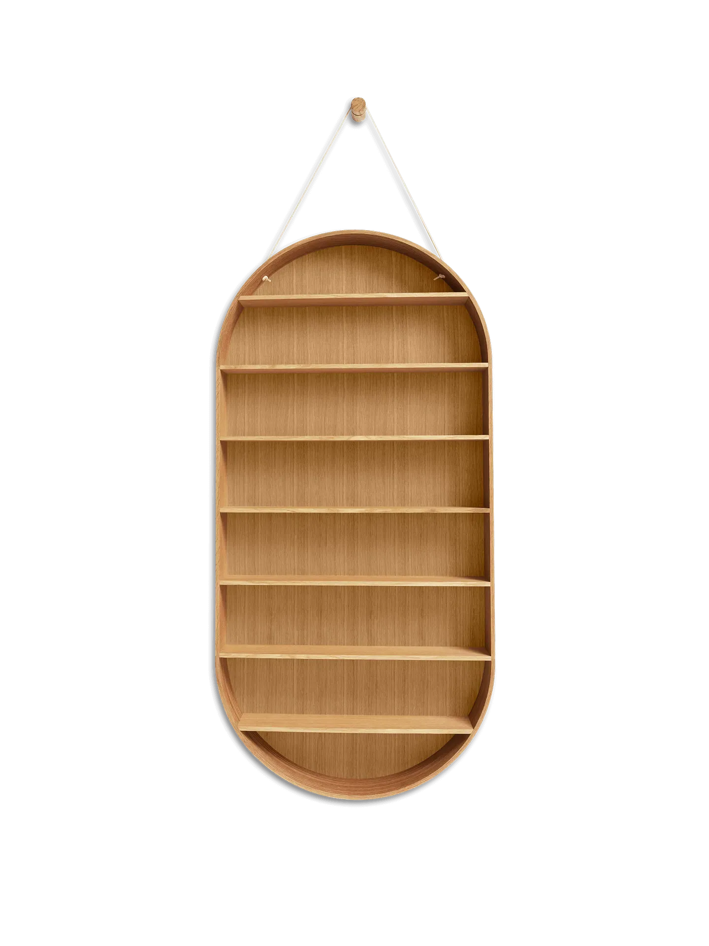 Oval Dorm Oval Wall Shelf with Hook - Oiled Oak image