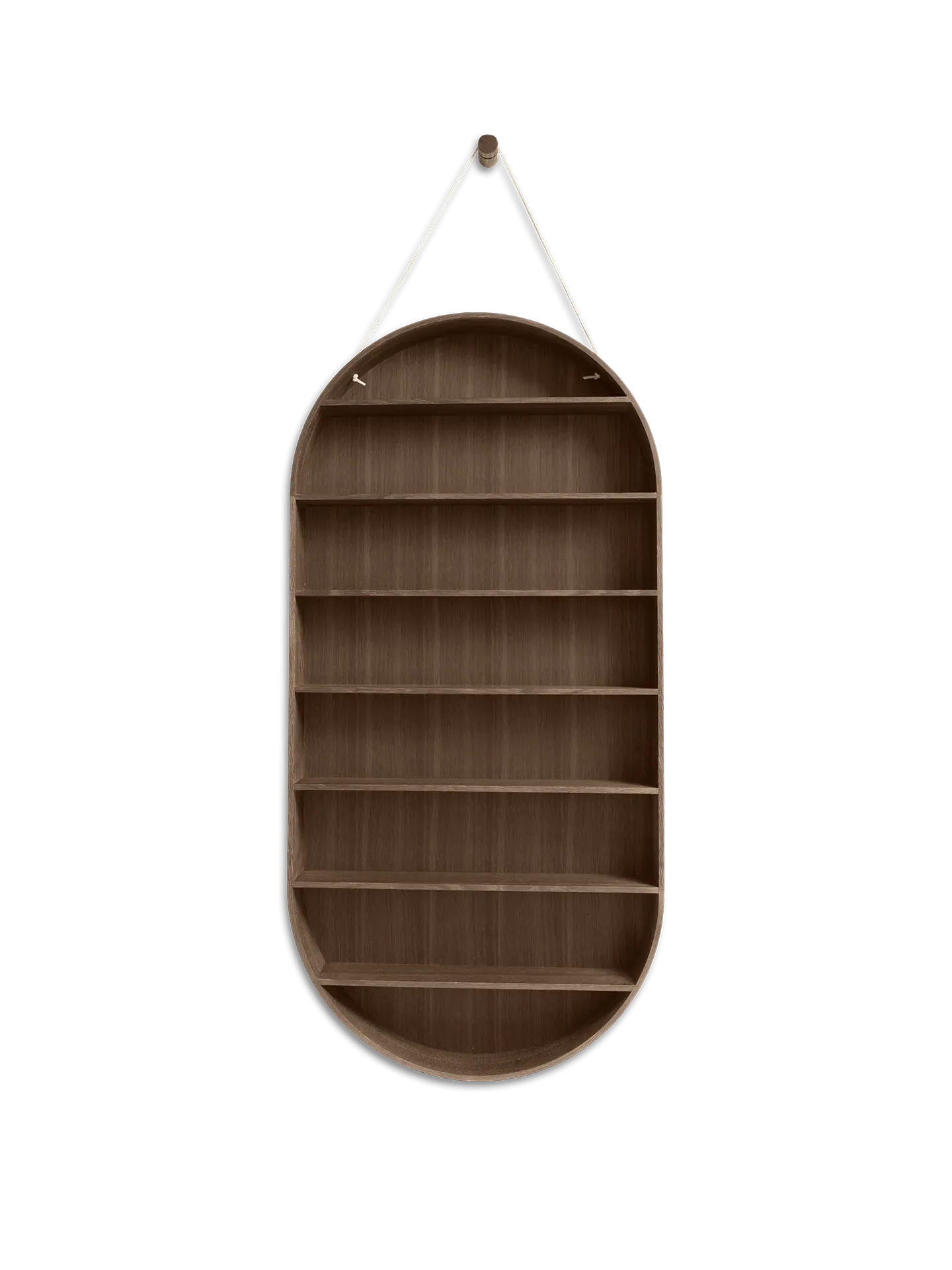 Oval Dorm Oval Wall Shelf with Hook - Smoked Oak