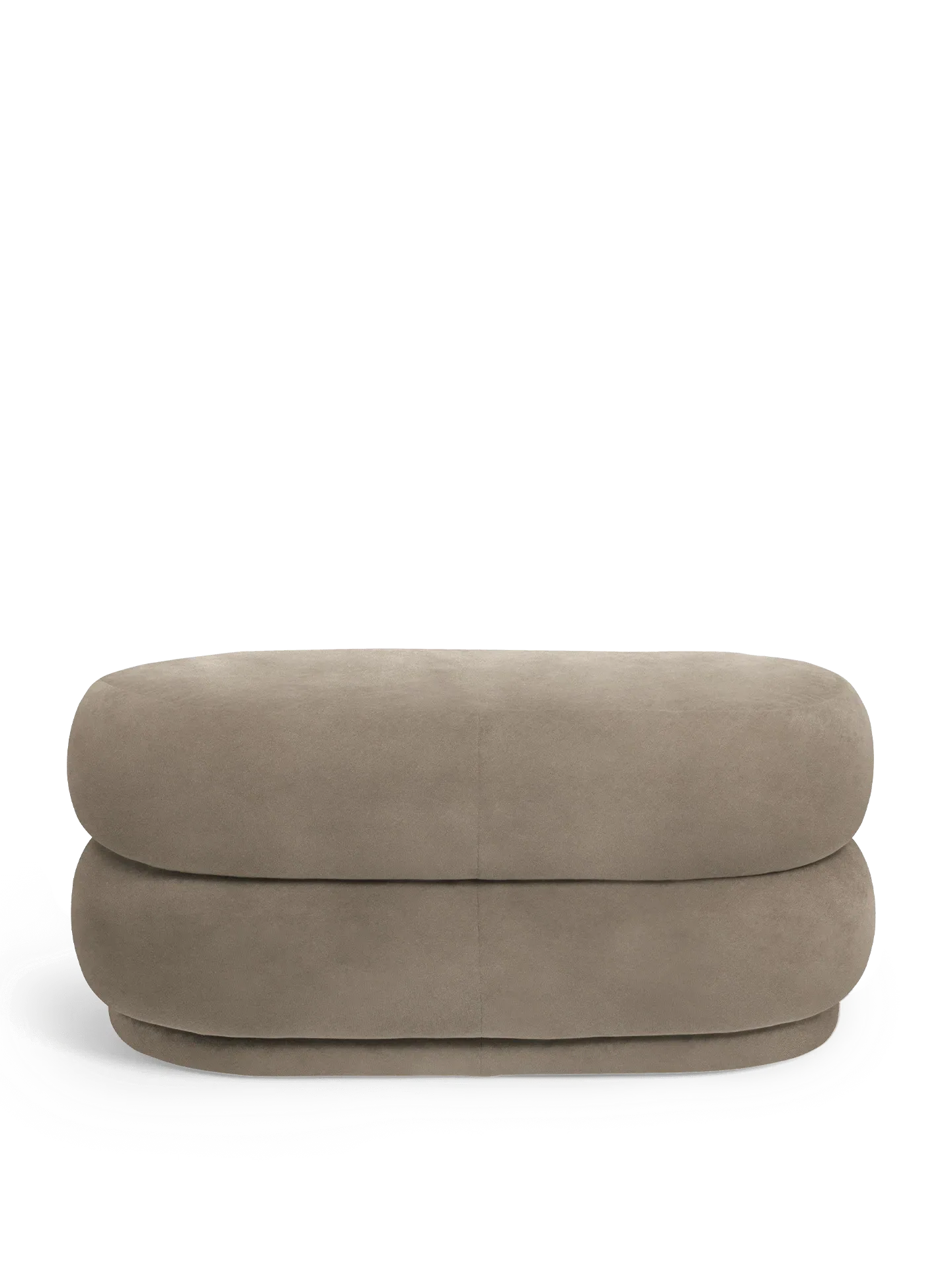 Oval Pouf - Beige, Rich Velvet