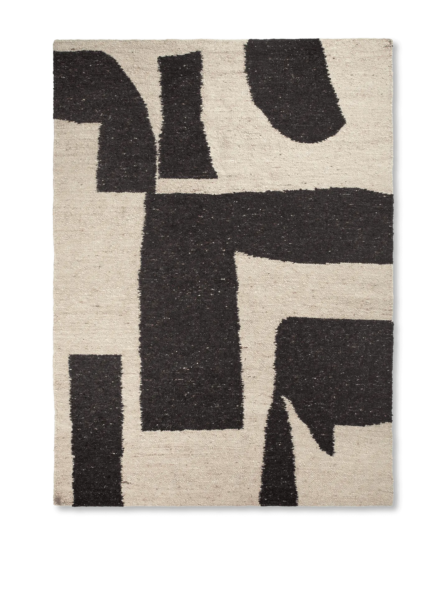 Piece Rug - Off-White/Coffee, Wool