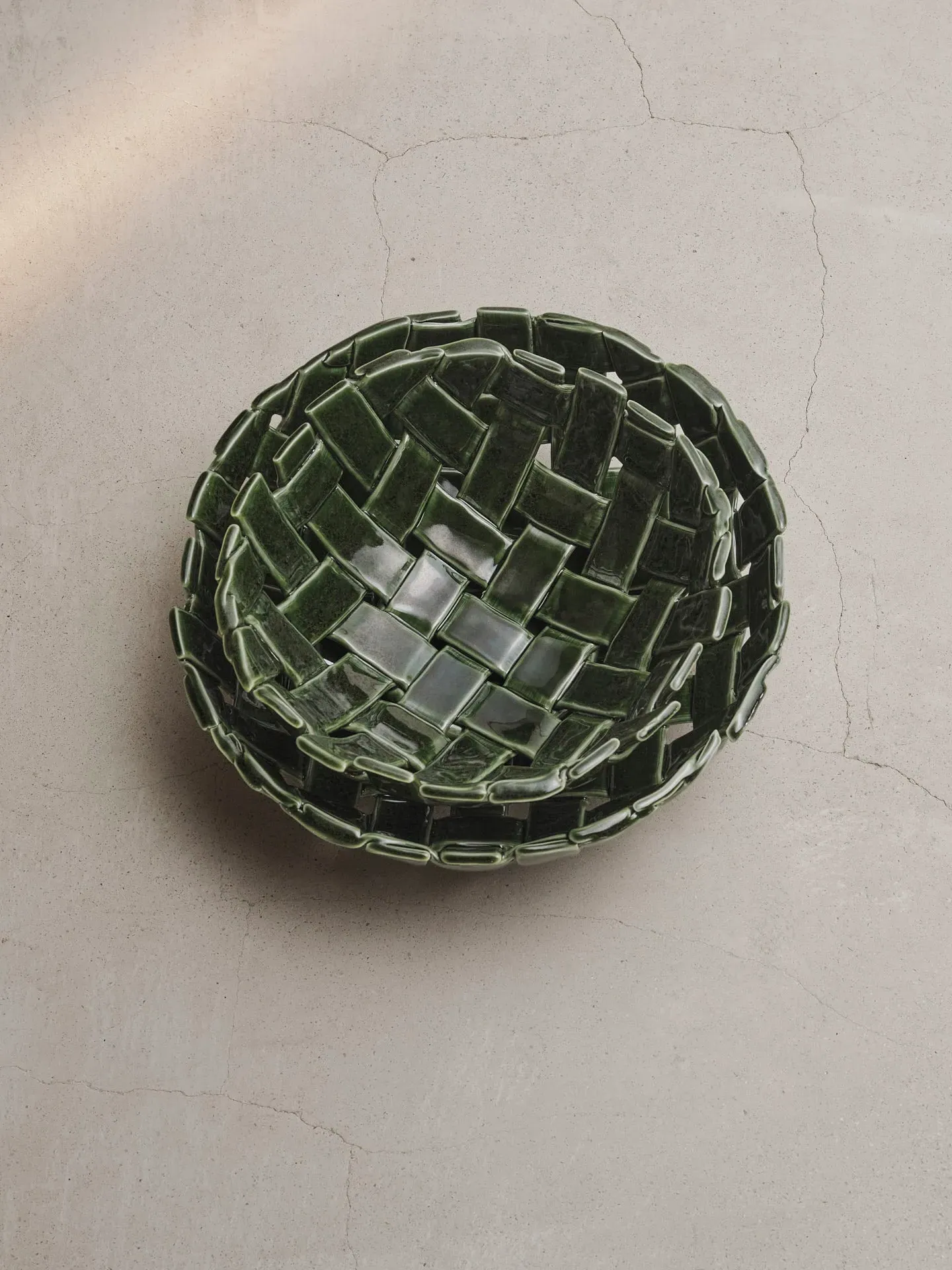 Plait Bowl - Emerald Green, Ceramic