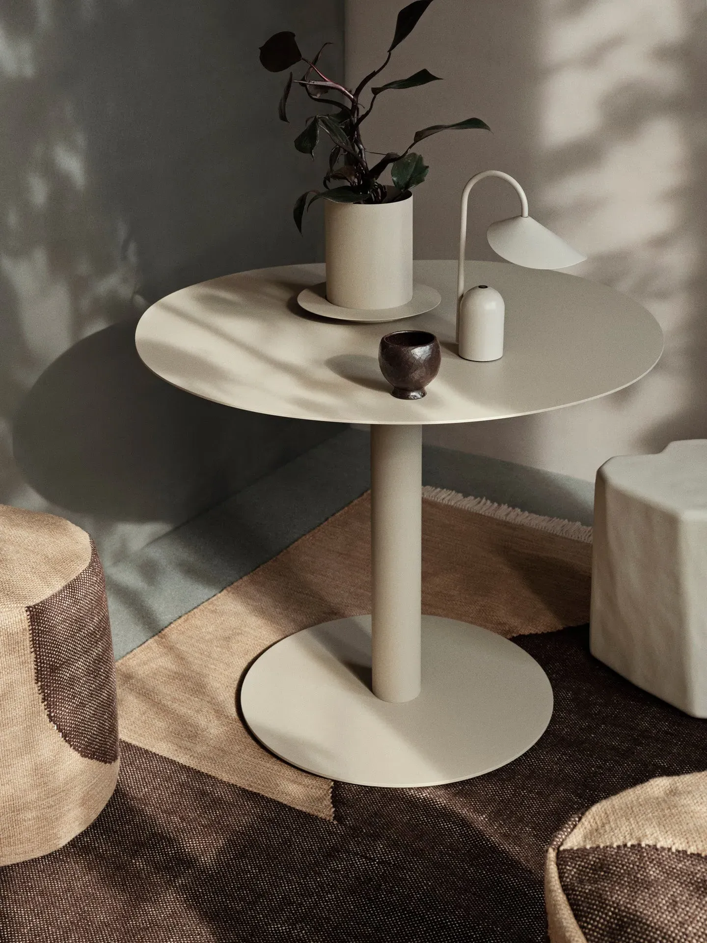 Pond Round Dining Table - Cashmere, Steel