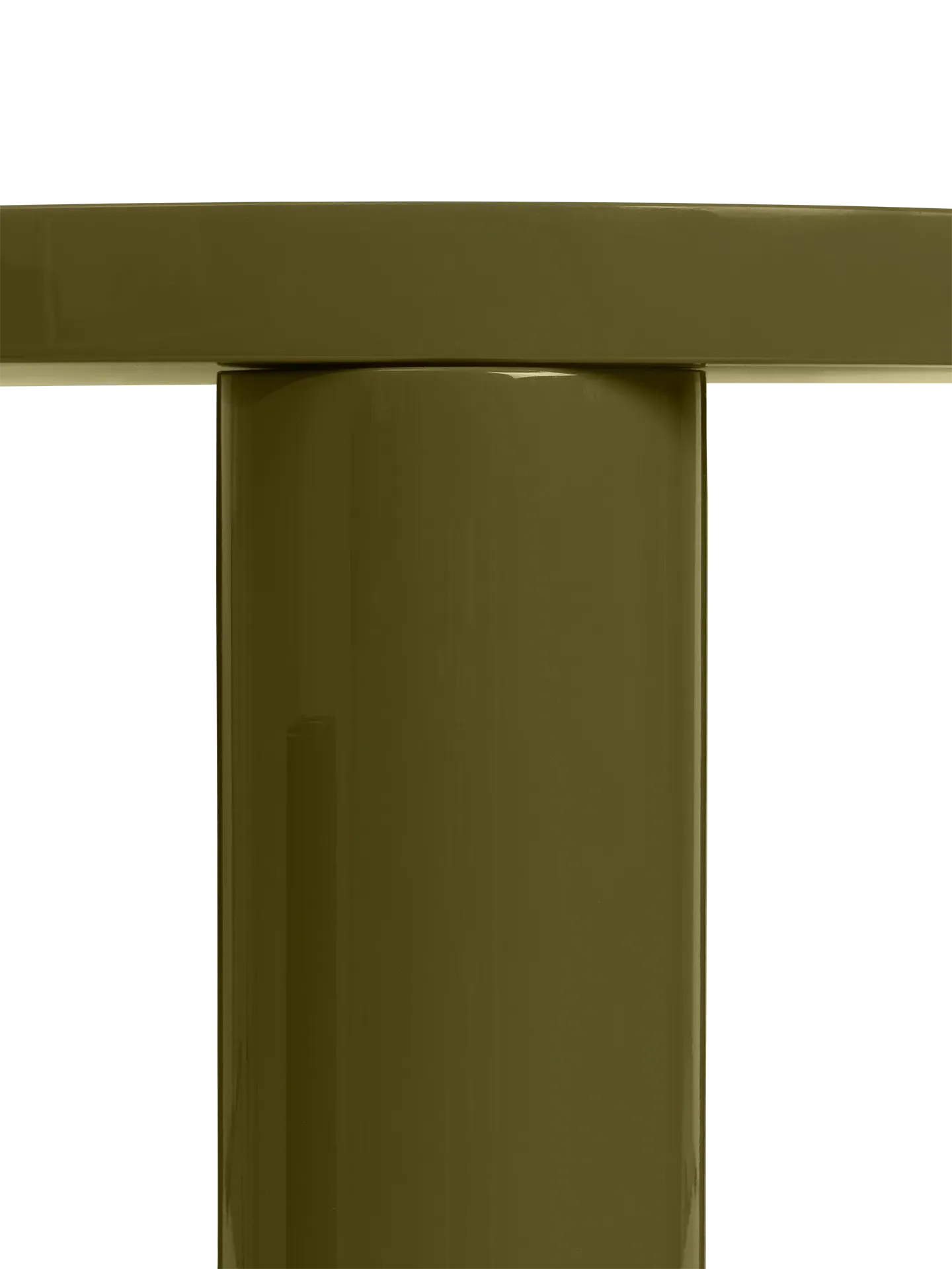 Post Small Round Coffee Table - Olive