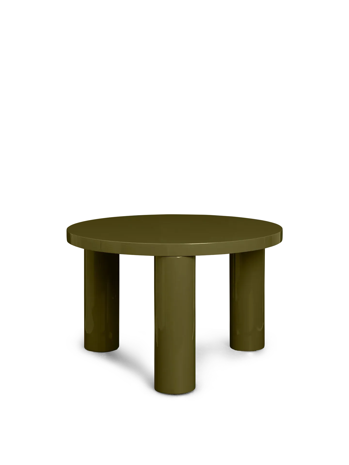 Post Small Round Coffee Table - Olive