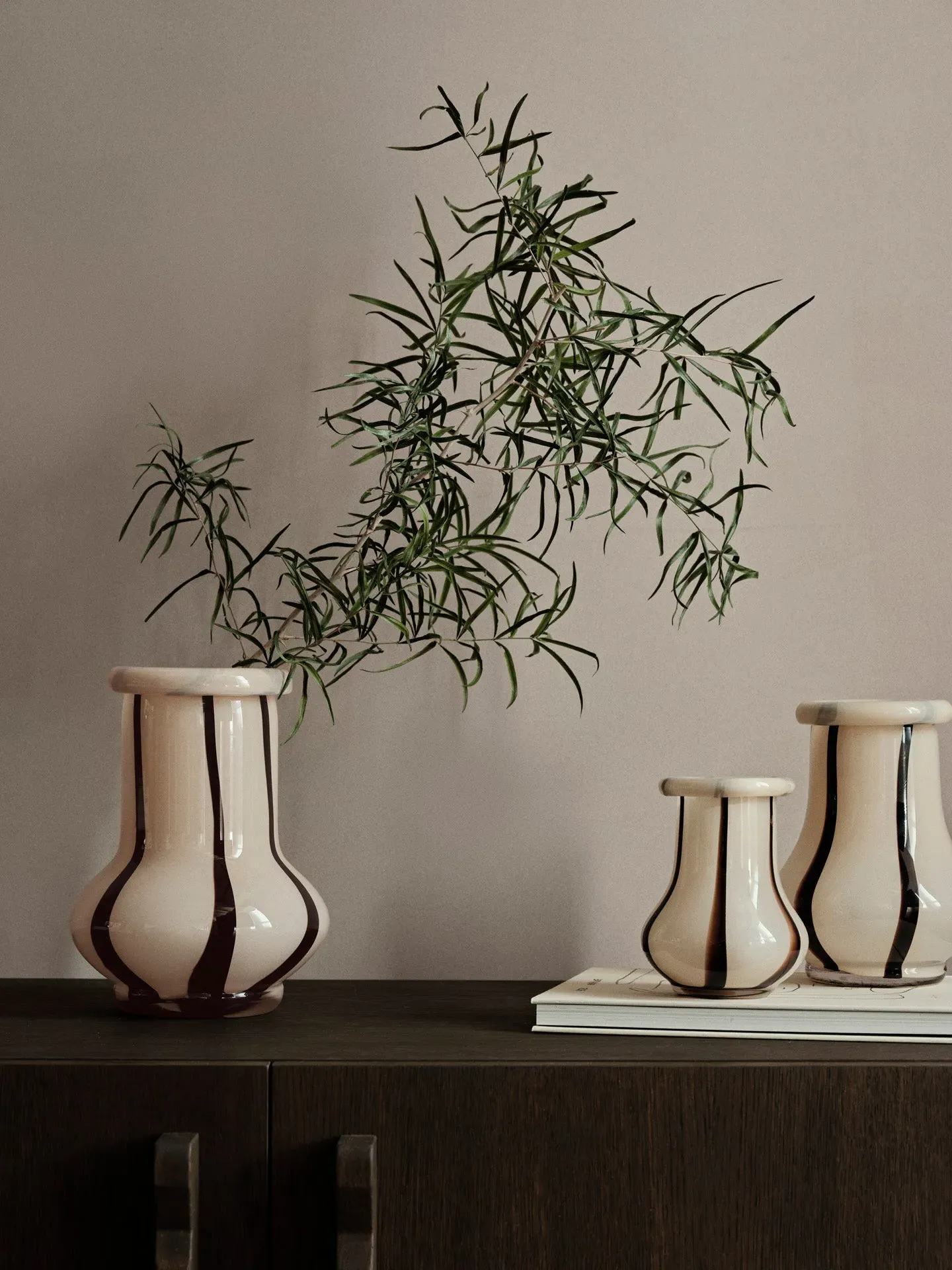 Riban Large Vase - Cream, Glass