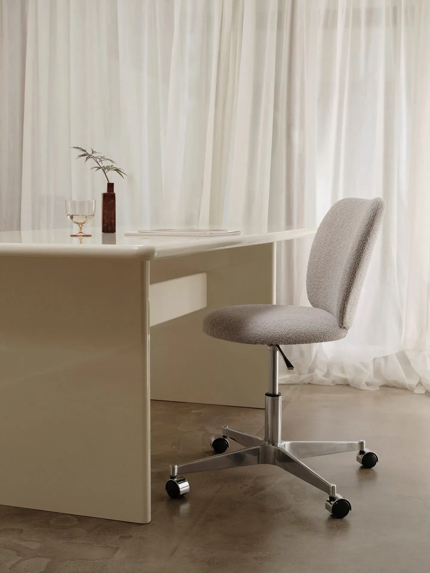 Rico Chair with Castors - Natural, Bouclé