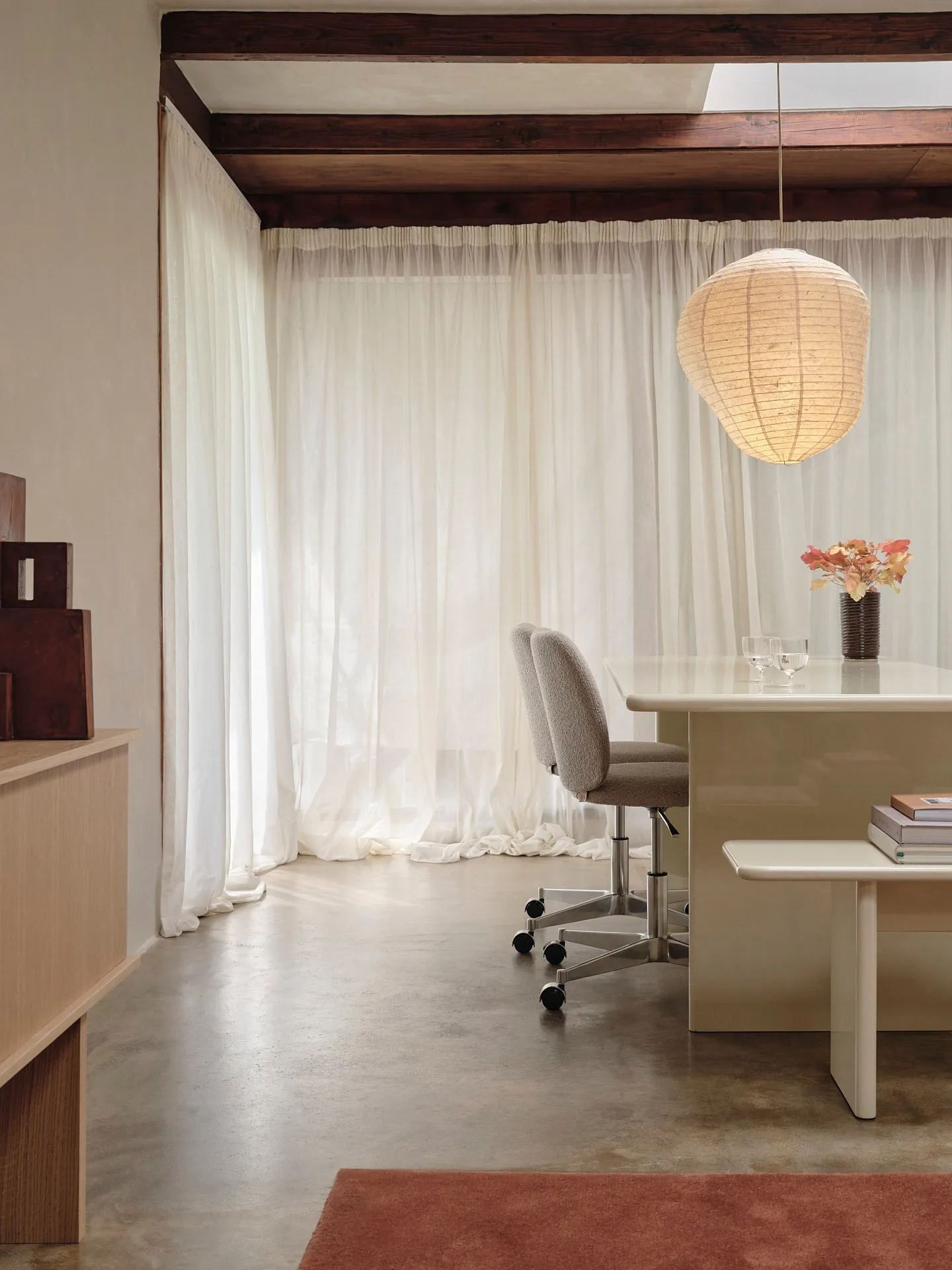 Rico Chair with Castors - Natural, Bouclé