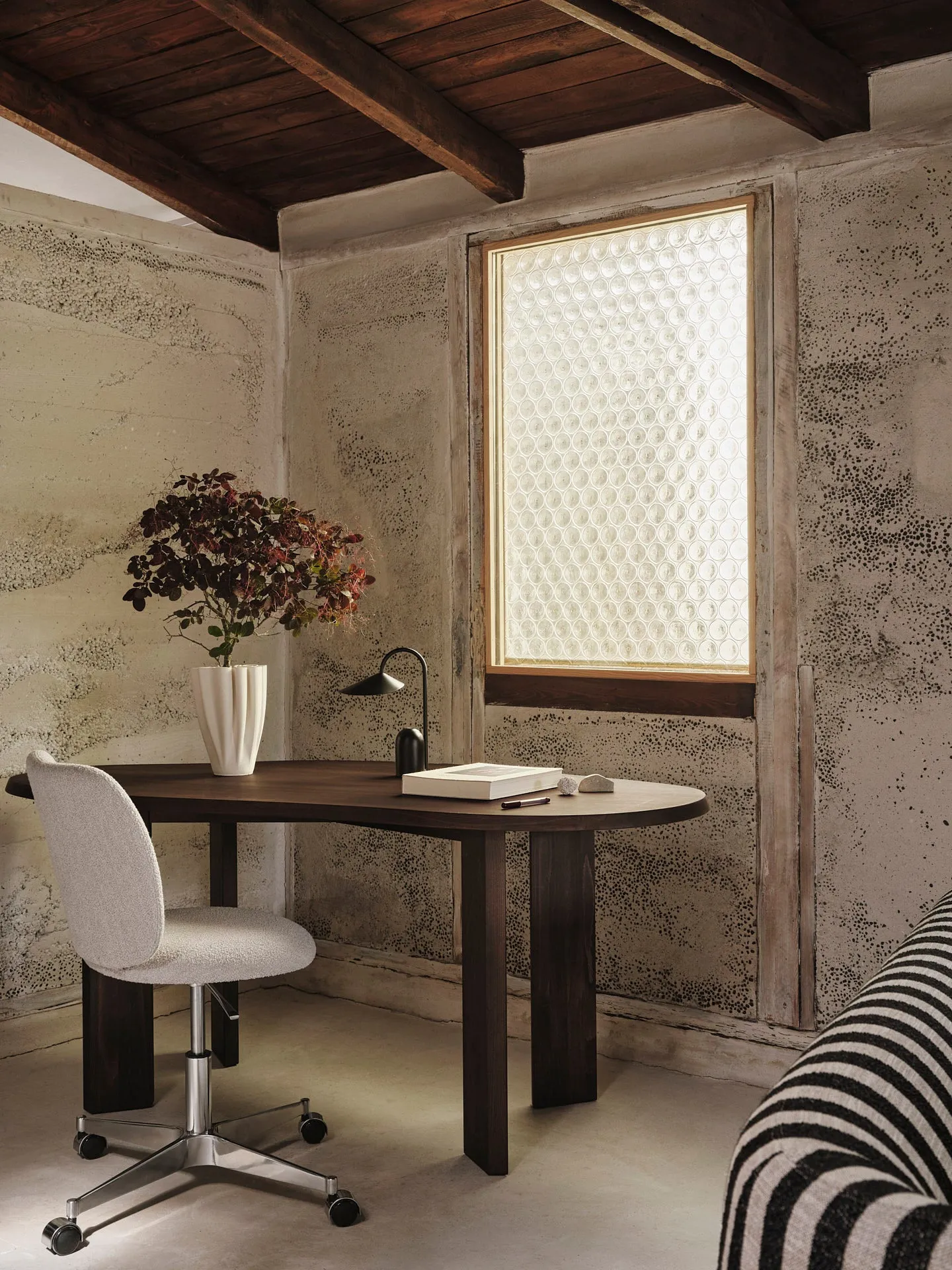 Rico Chair with Castors - Natural, Bouclé