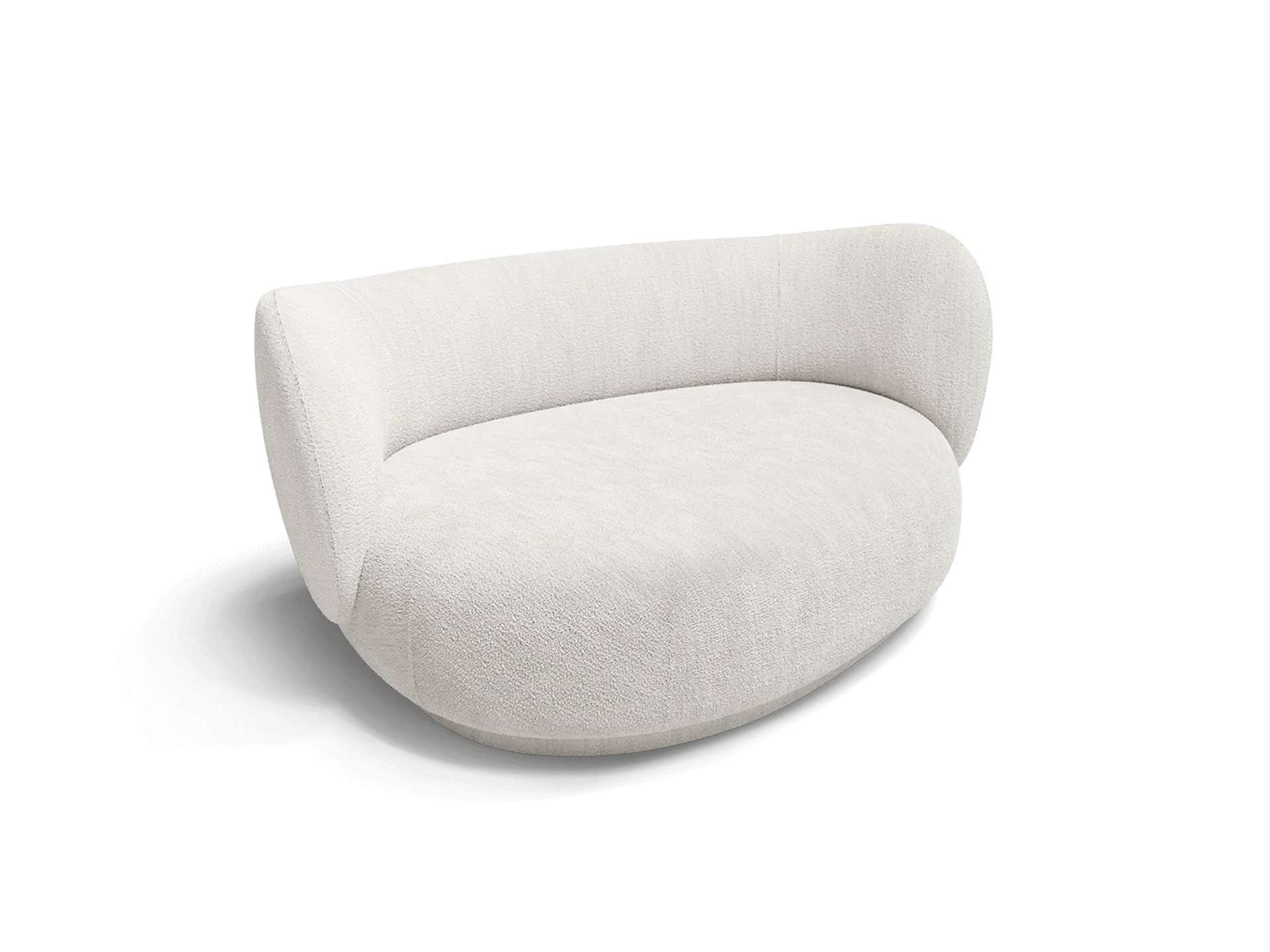 Rico Curve Right Chaise Longue - Off-white, Bouclé