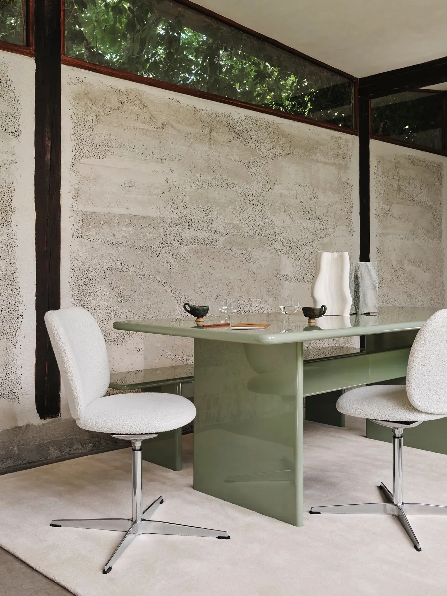 Rico Swivel Chair - Off-White, Bouclé