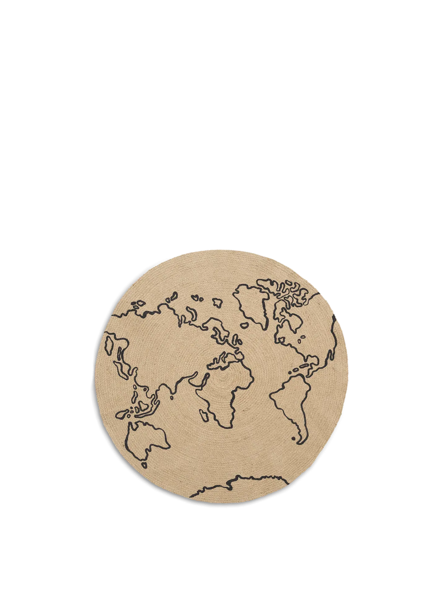 Round Jute Carpet - World Map image