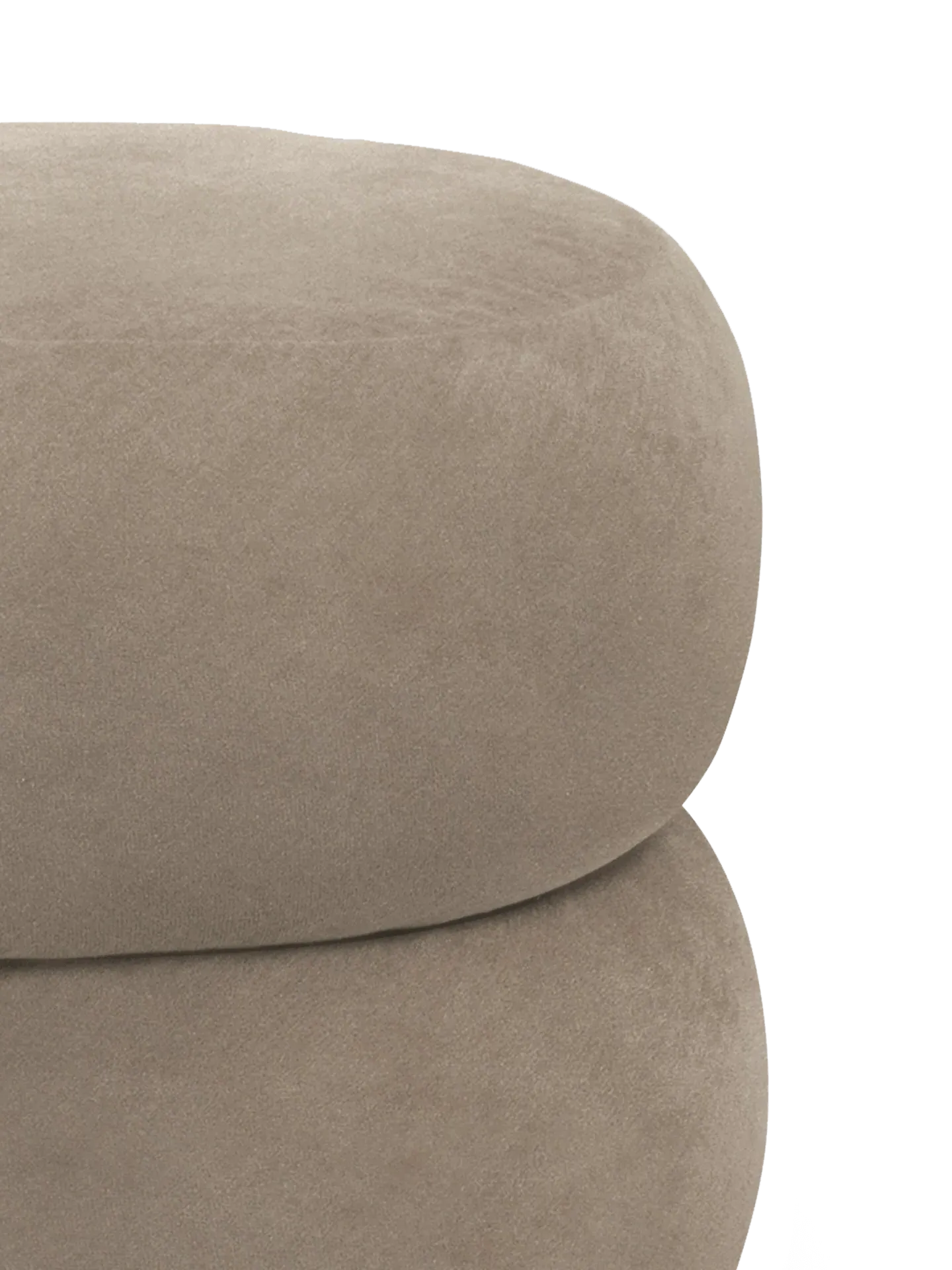 Round Pouf - Beige, Rich Velvet