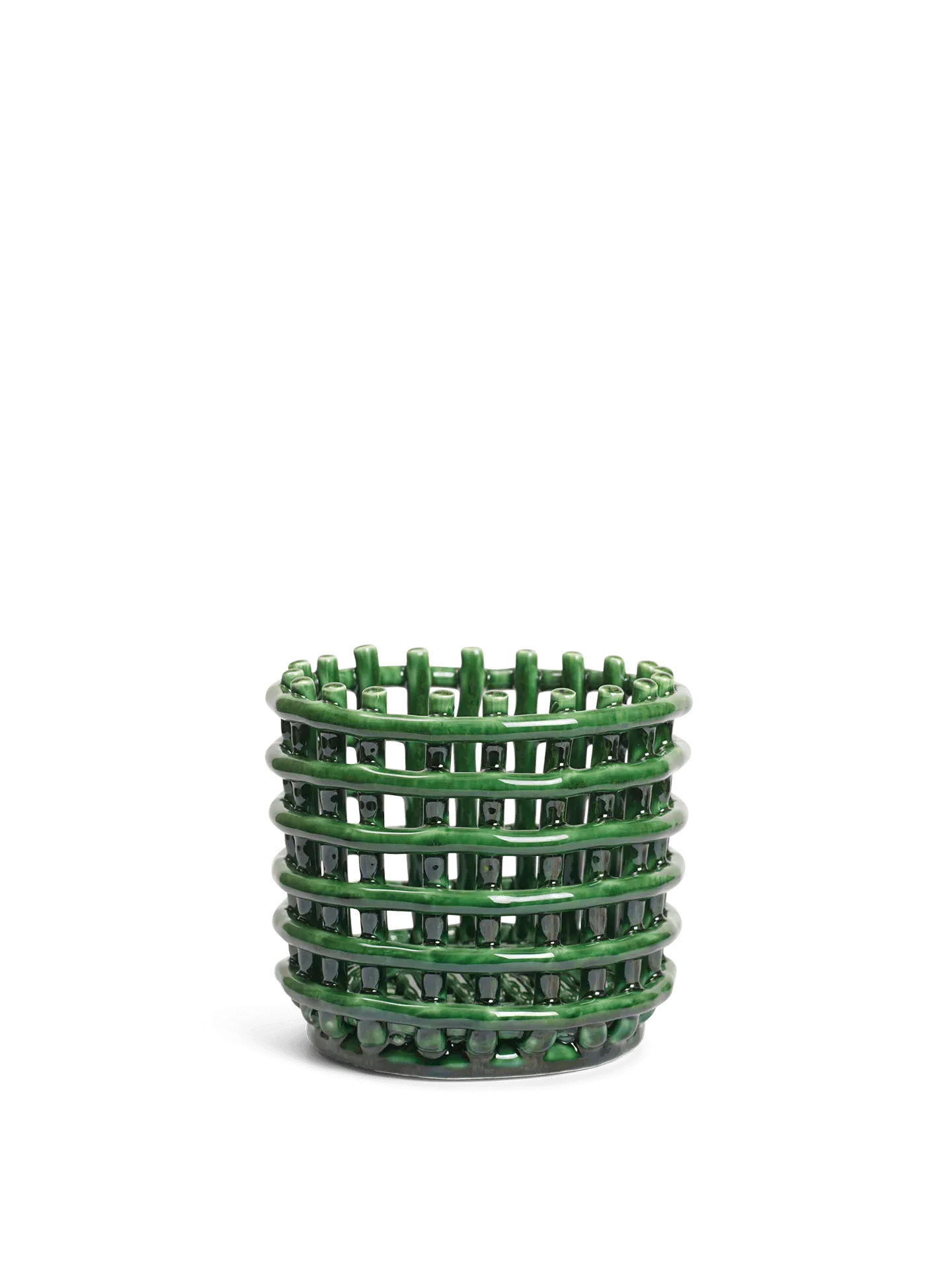 Small Ceramic Basket - Emerald Green