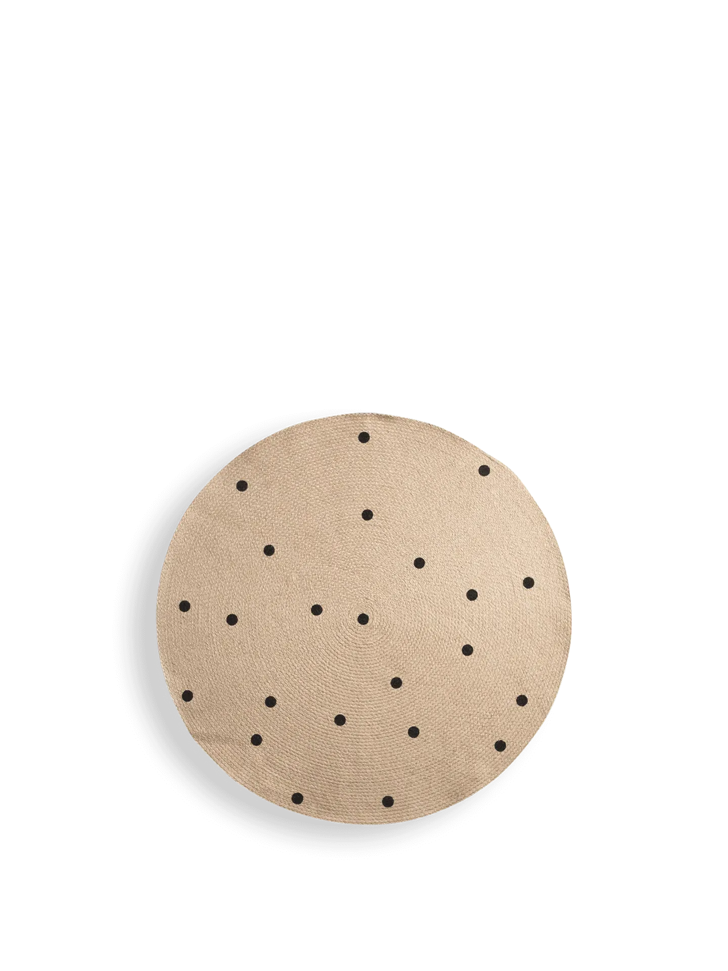 Small Round Jute Carpet - Black Dots