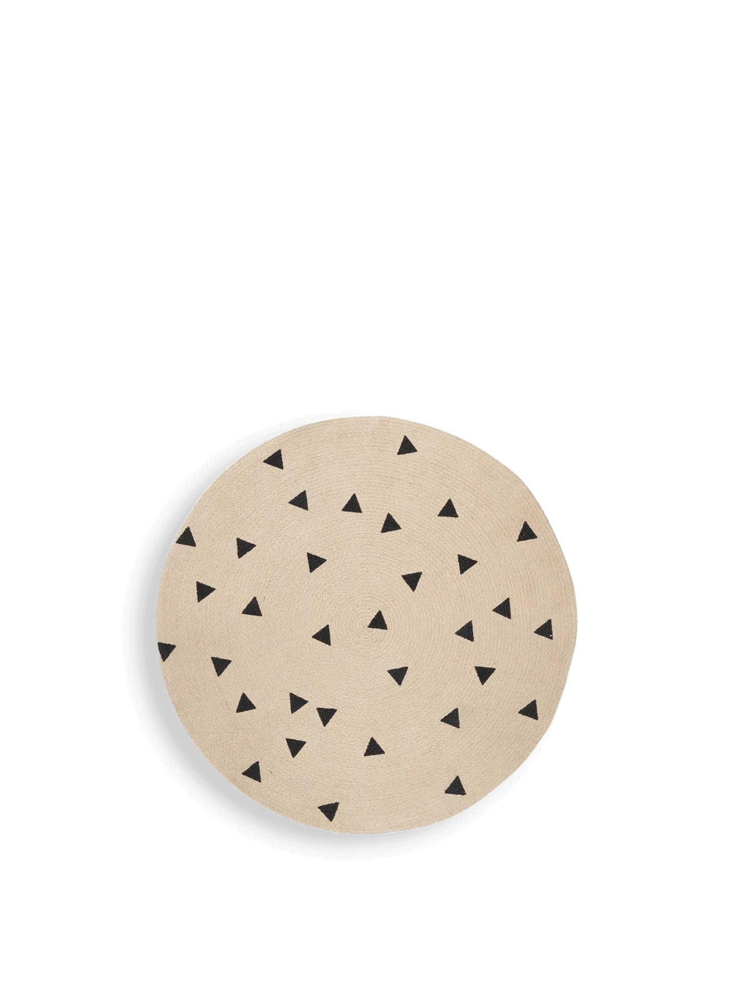 Small Round Jute Carpet - Black Triangles