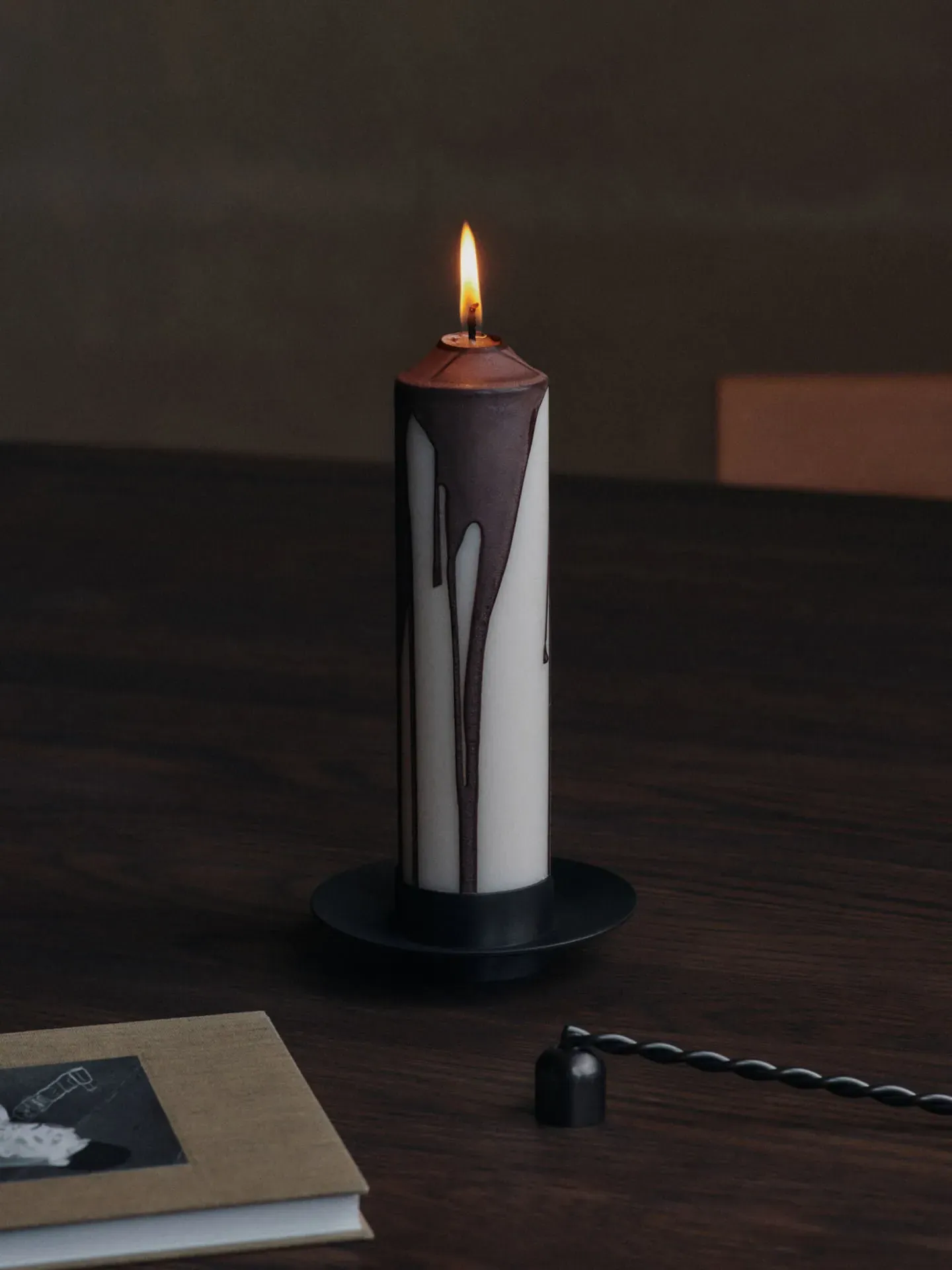 Block Candle Holder - Black Brass alternate view
