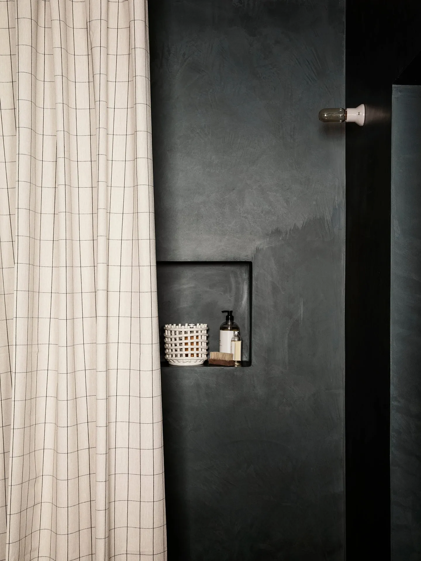 Chambray Grid Shower Curtain - Organic Cotton alternate view
