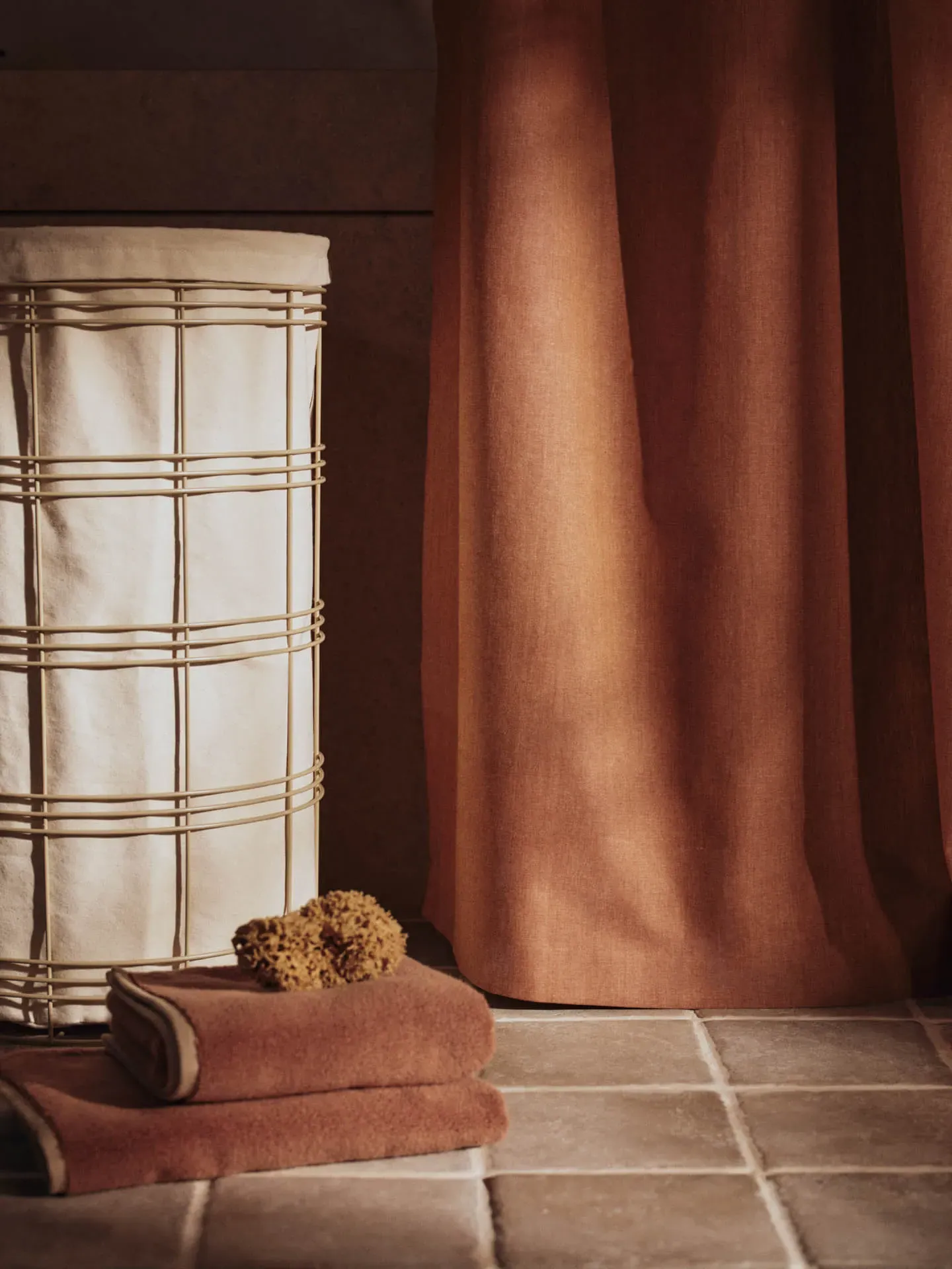 Chambray Shower Curtain - Brown Clay, Organic Cotton alternate view