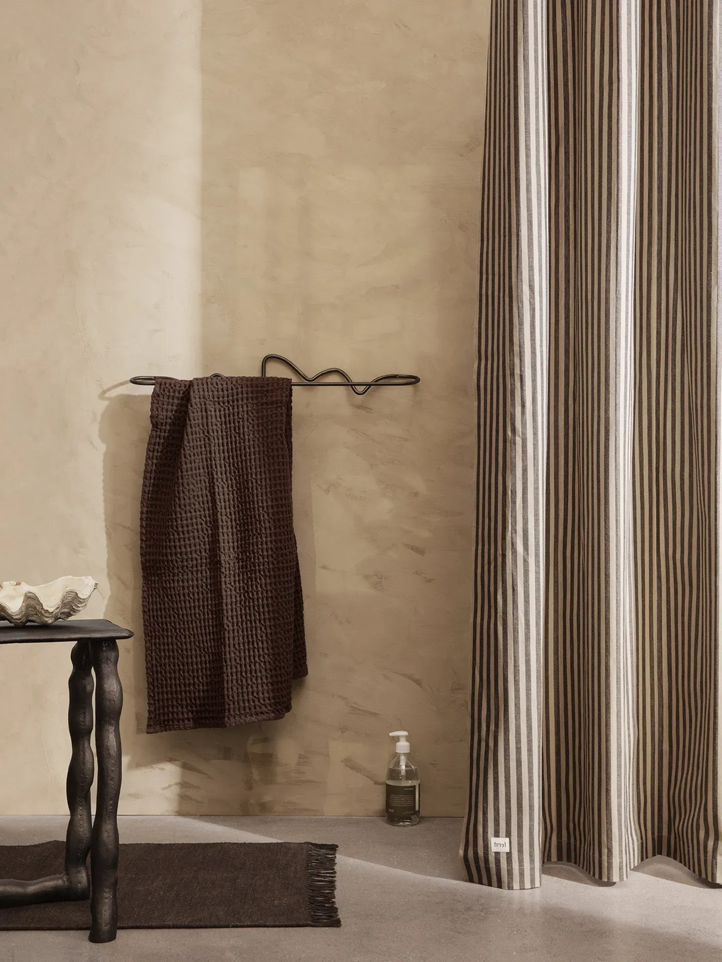 Chambray Shower Curtain - Sand/Black, Organic Cotton alternate view