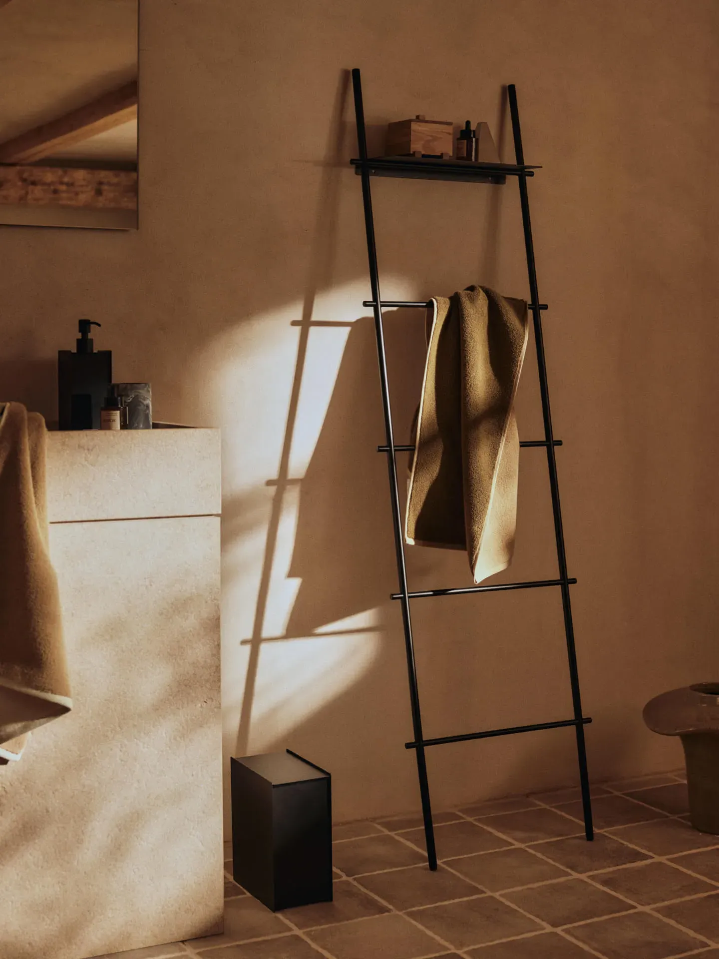 Dora Towel Ladder - Black, Powder-Coated Steel alternate view
