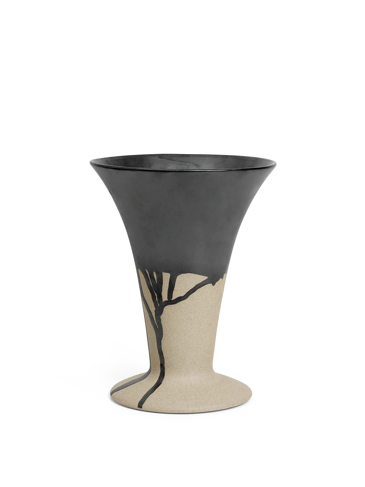 Flores Tulipiere Vase with Removable Insert - Sand/Black, Porcelain product
