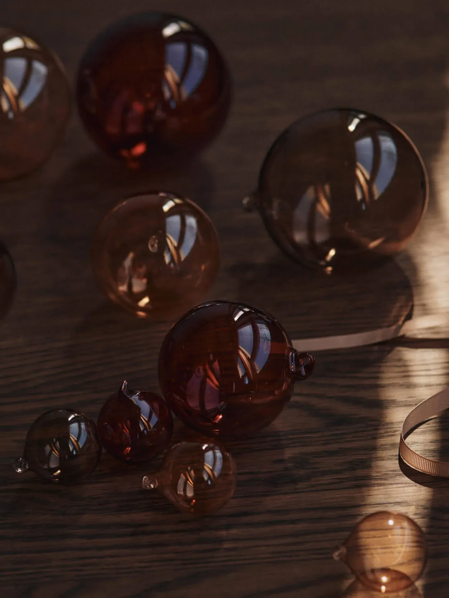 Glass Baubles Small Set of 3 - Roseate Translucent alternate view