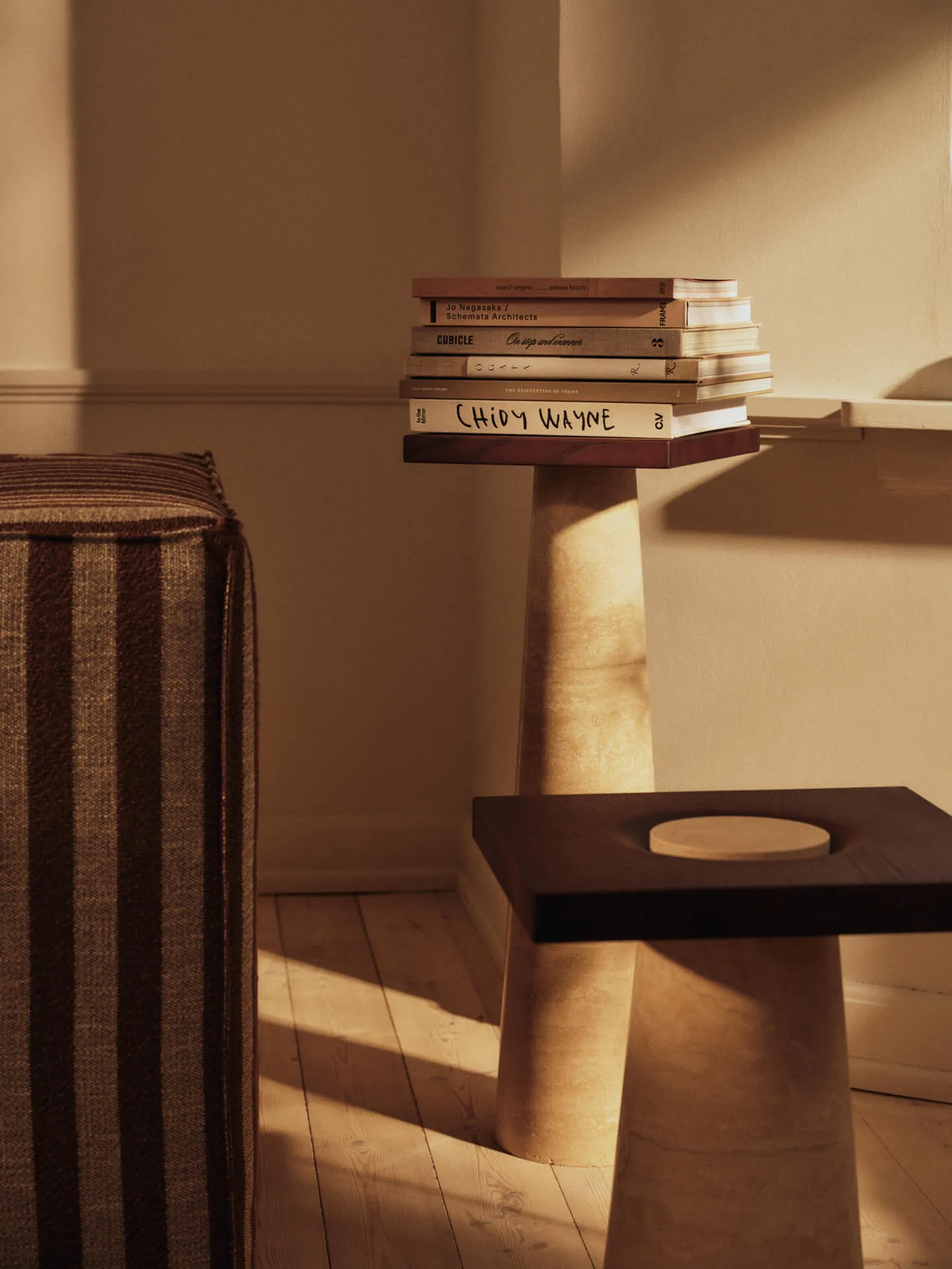 Grova Pedestal - Travertine, Ash alternate view