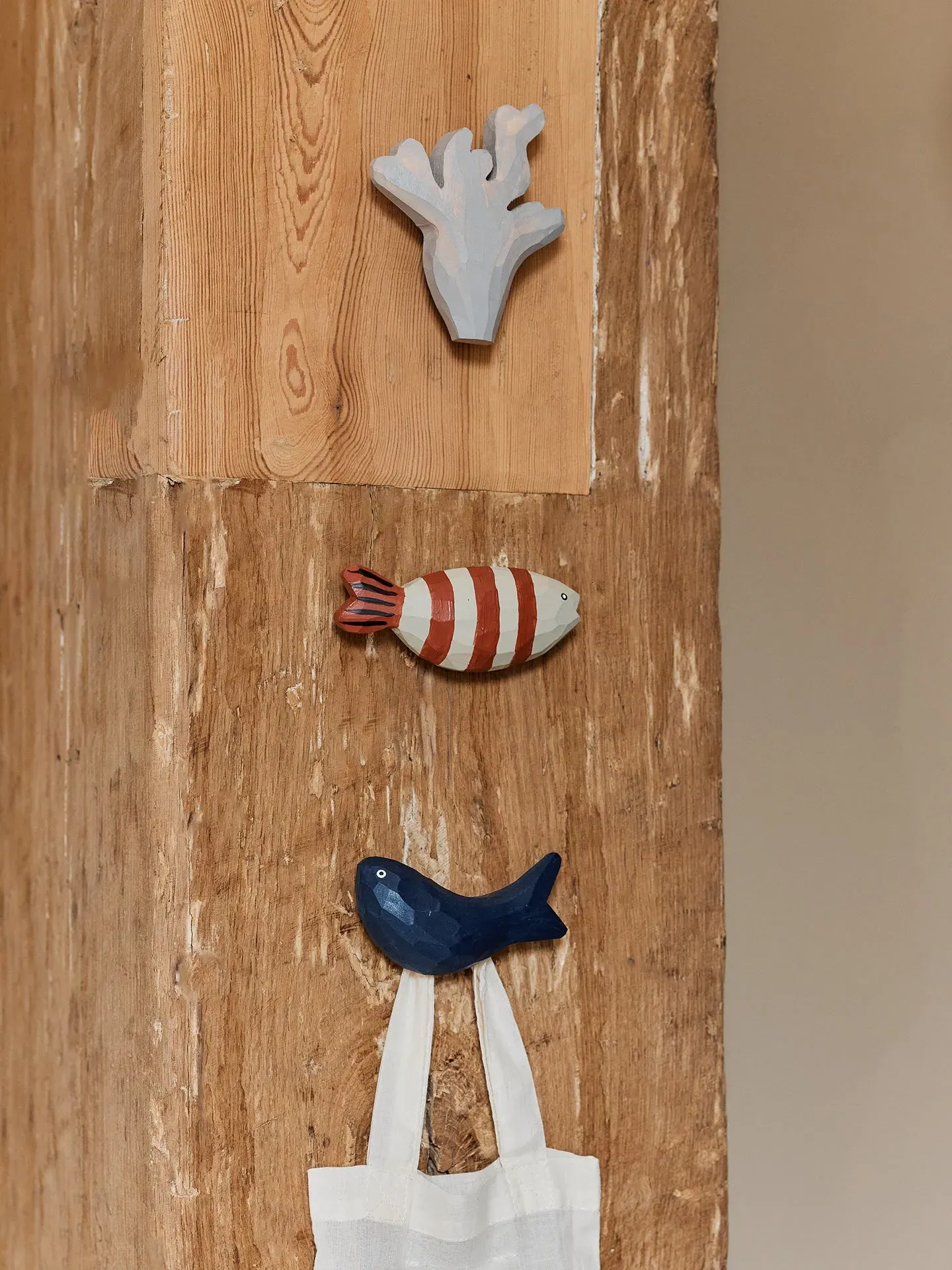 Harbour Hook Fish Stripe - Baked Clay/Light Celadon, Aspen Wood alternate view