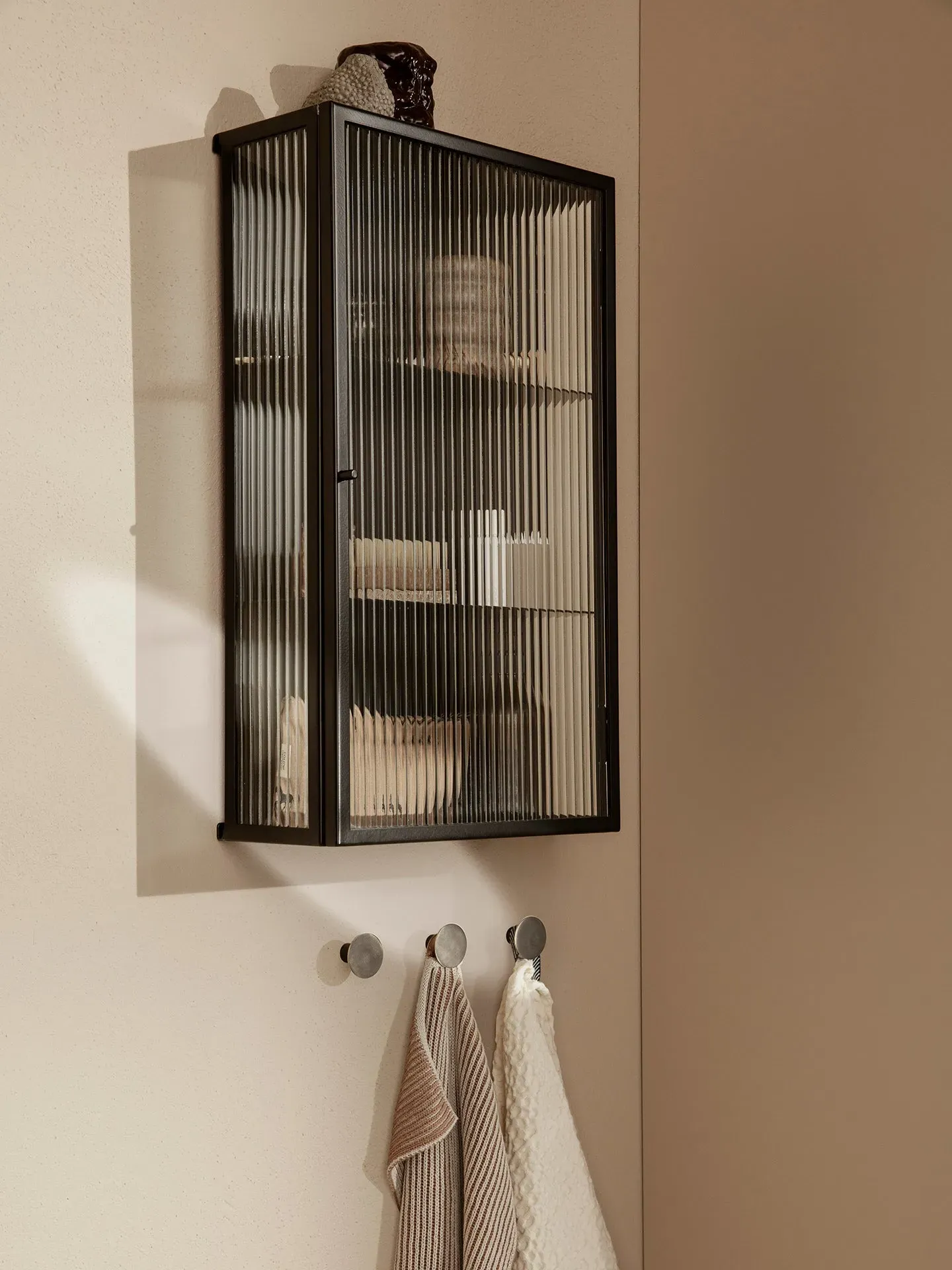 Haze Wall Cabinet with Reeded Glass - Black, Steel alternate view