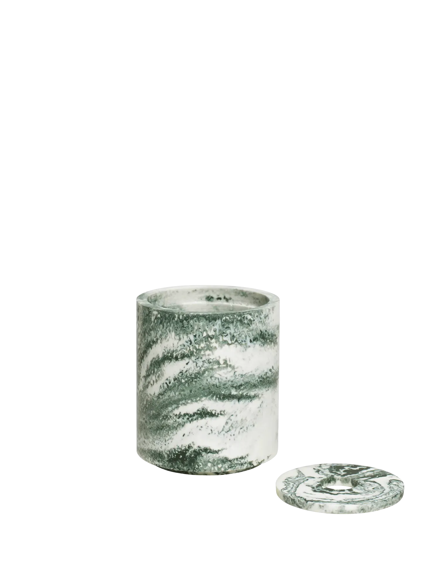Mist Series Round Storage Container - Emerald Off-White, Marbled Resin alternate view