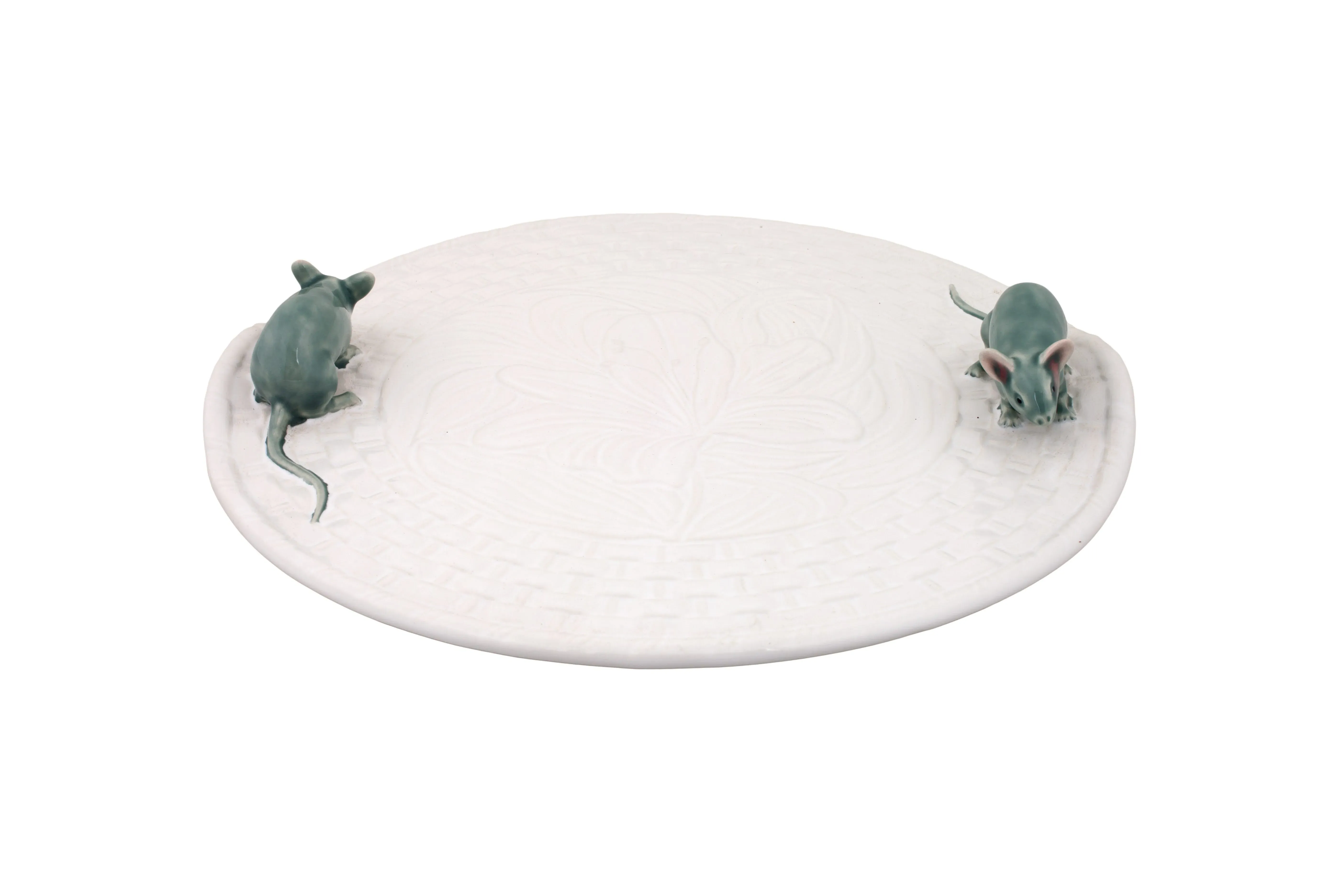 Pinheiro Lily Cheese Plate with Mouse - White, Ceramic product