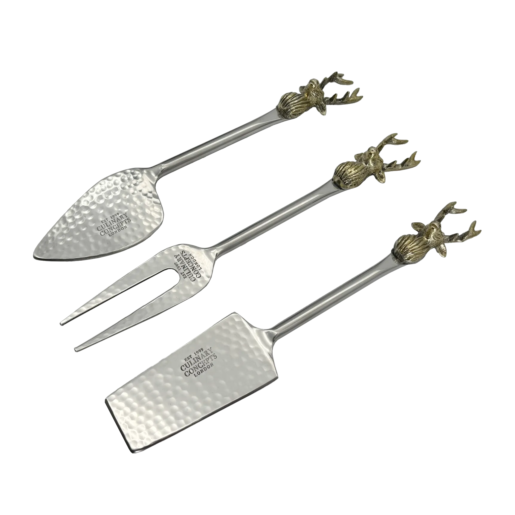 Champagne Stag 3-Piece Cheese Serving Set - Brass product