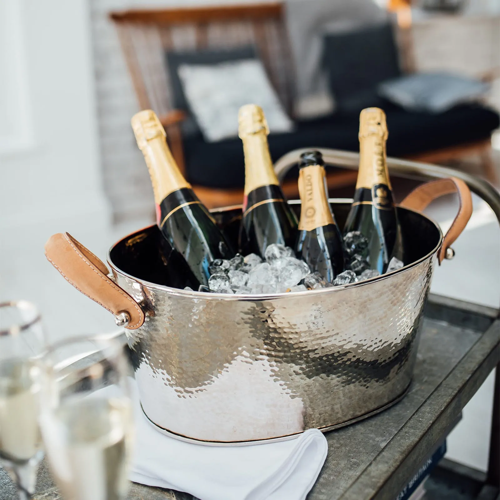 Hammered Half Size Champagne Bath - Nickel-Plated product