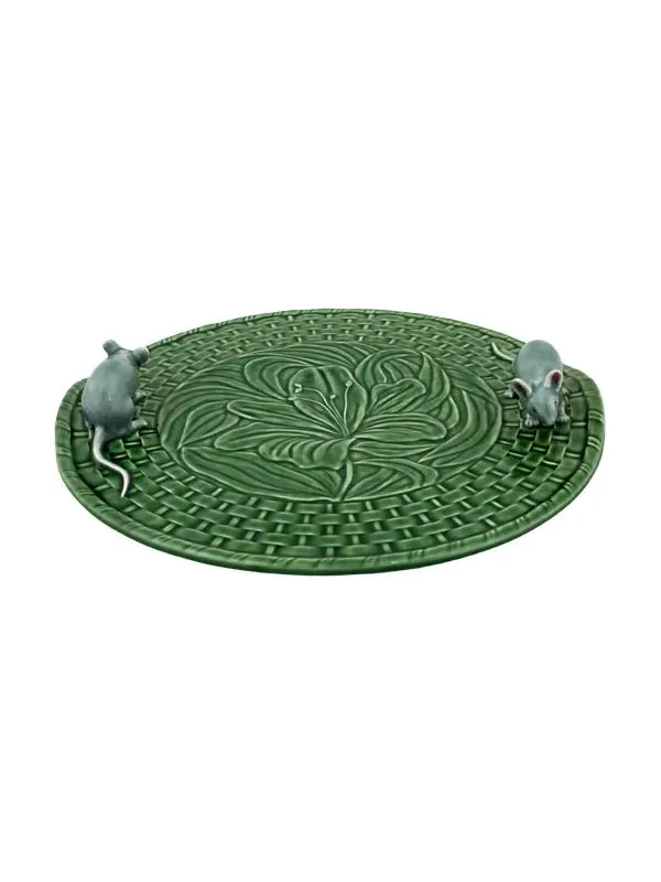 Bordallo Pinheiro Lily Cheese Plate with Mouse - Green, Ceramic product