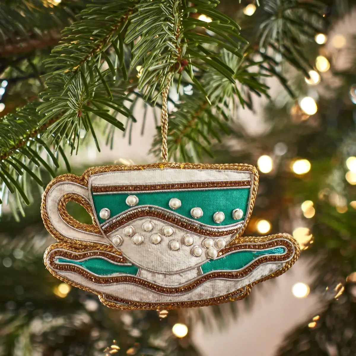 Cloverleaf Embroidered Teacup Decoration product