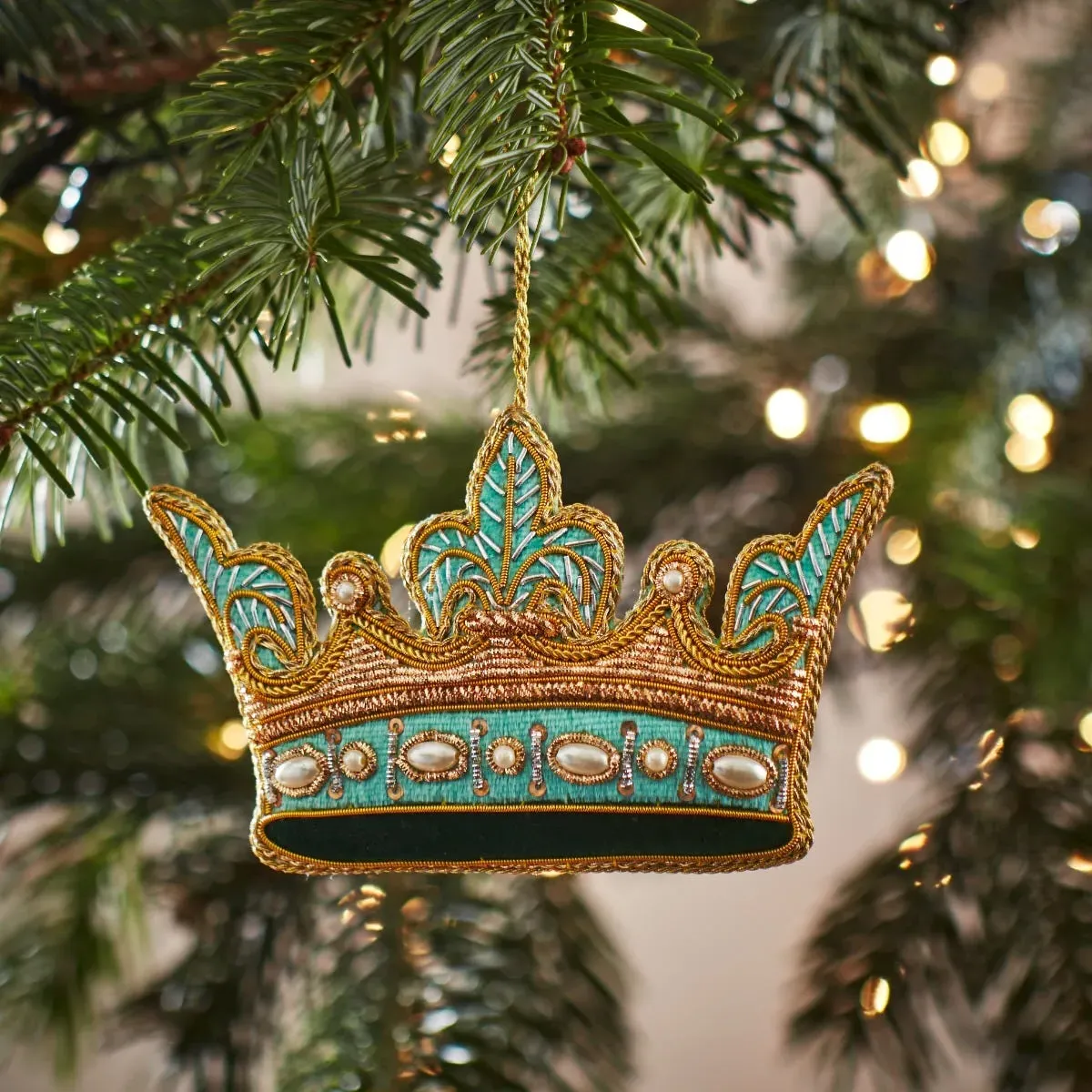 Crown Embroidered Tree Decoration - Velvet by Fortnum & Mason