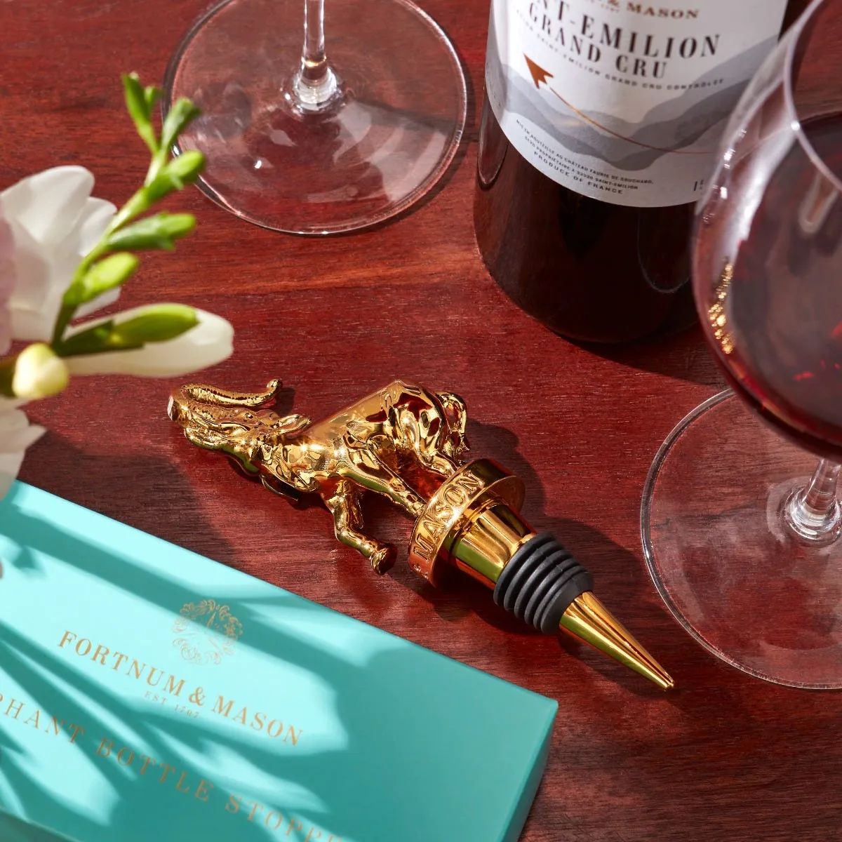 Fortnum's Elephant Bottle Stopper - Gold, Stainless Steel product